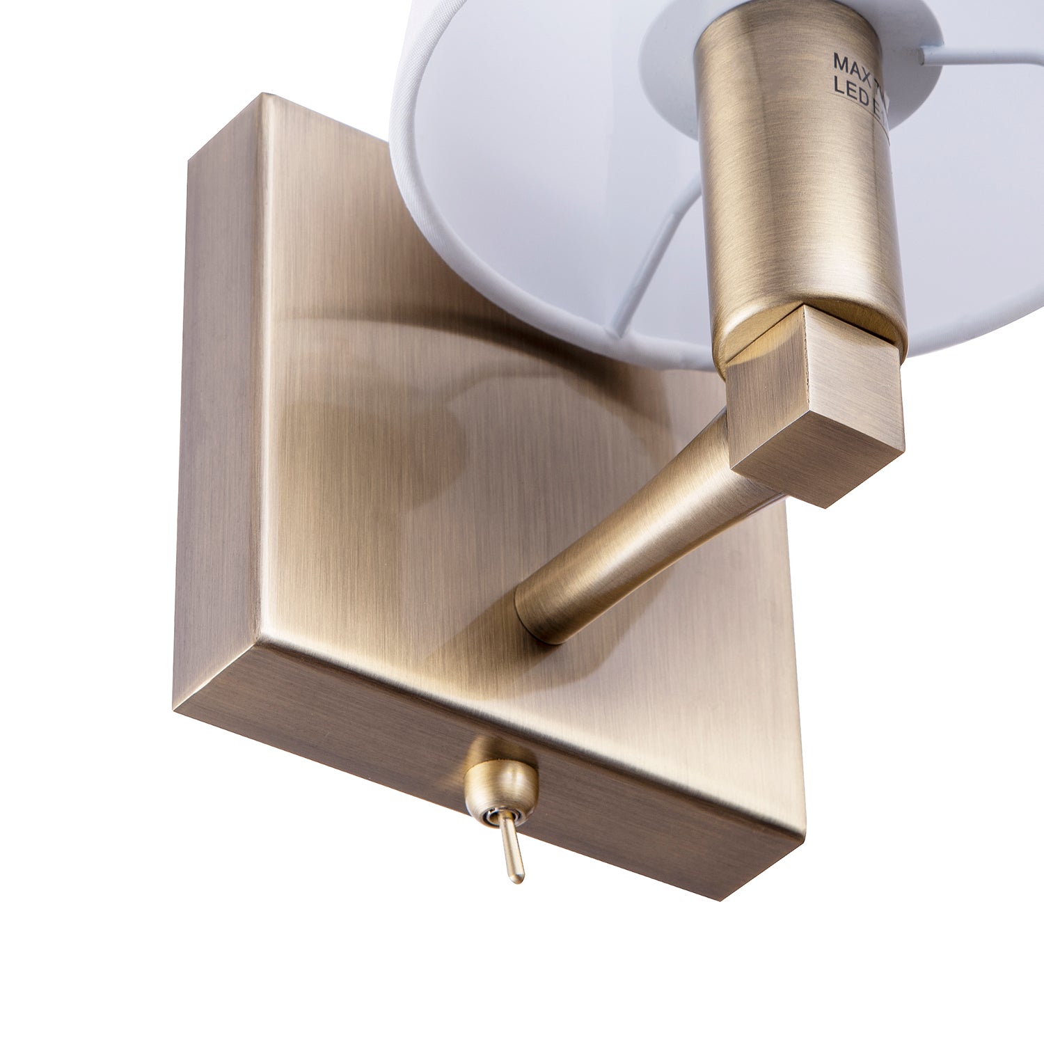 Sleek Bedside Wall Light in Antique Brass with Toggle Switch and Shade Image 4