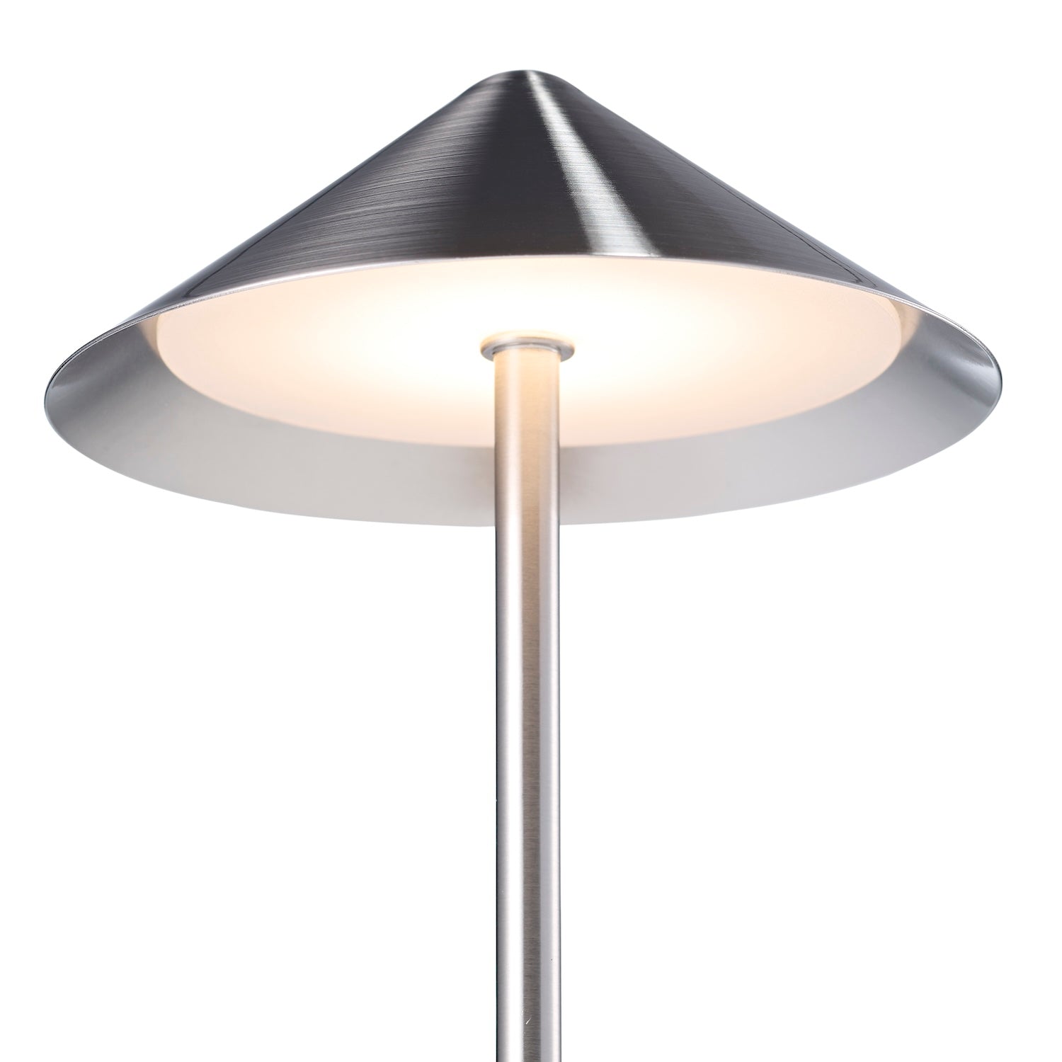 Tall Sleek Satin Nickel Rechargeable Touch Dimmable Table Lamp with Metal Shade Image 2