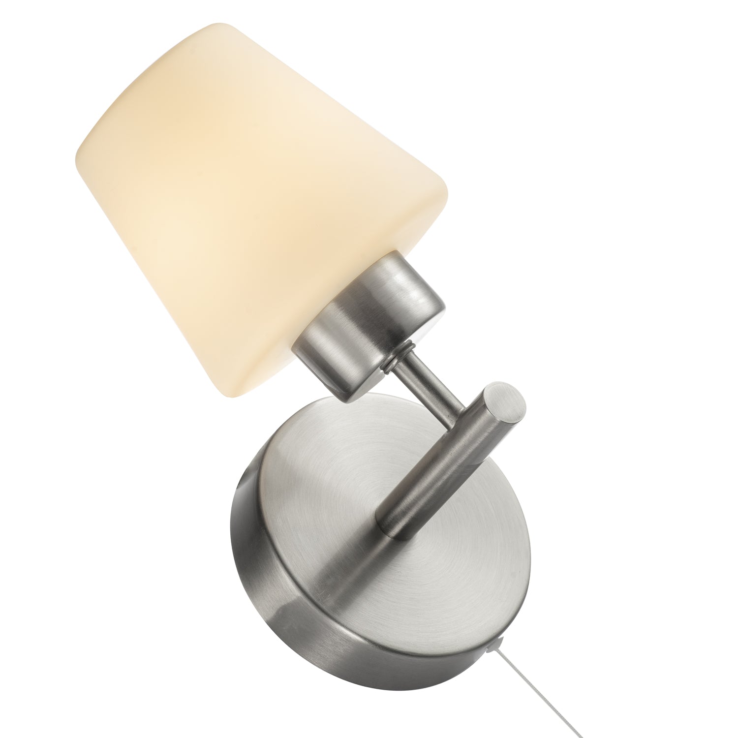 Modern Satin Nickel and Opal Glass IP44 Rated Bathroom Wall Lighting Fixture Image 3