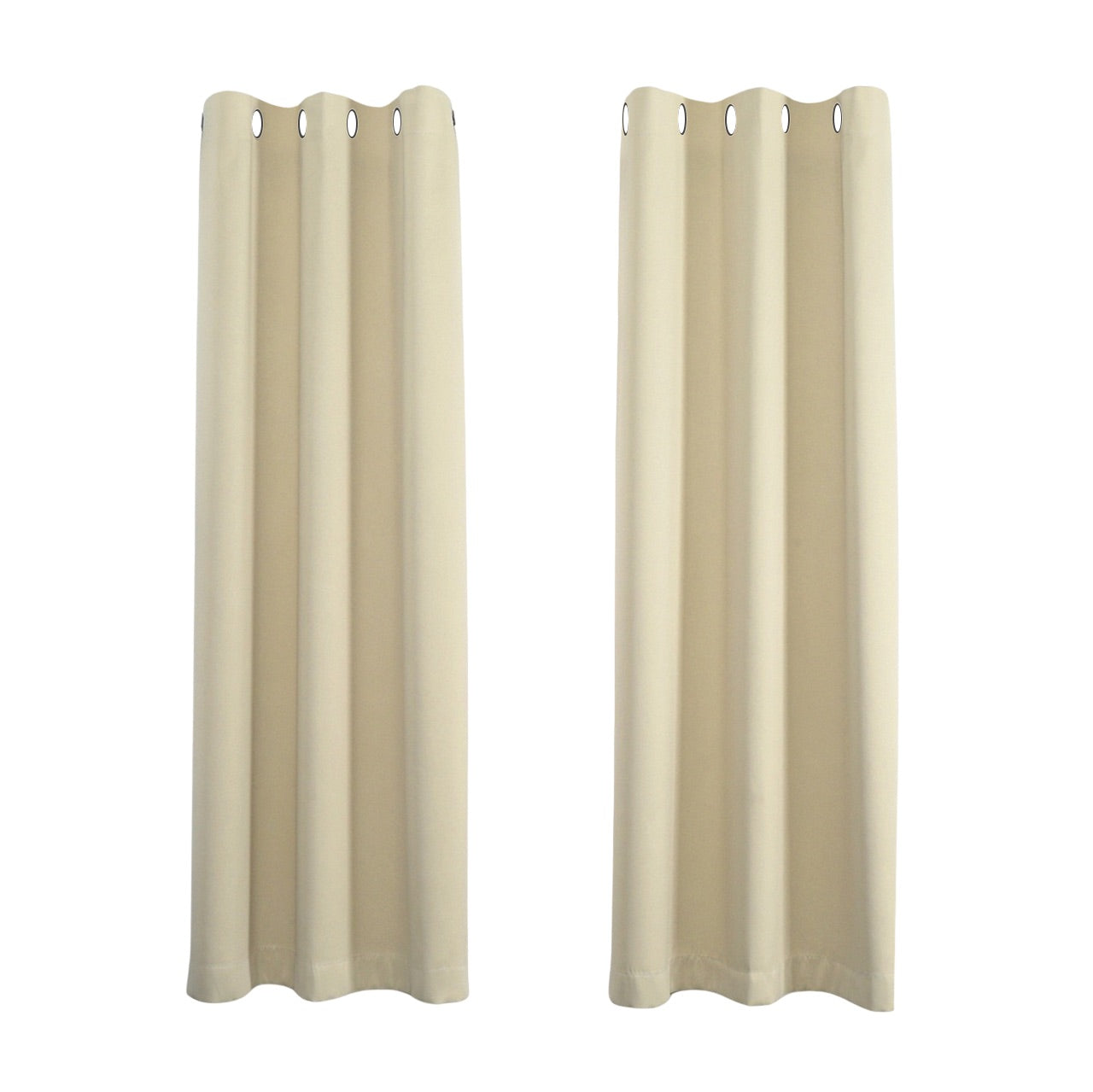 Beige Eyelet Total Blackout Thermal Curtains  - 66 x 84 Inch Drop - 2 Panel Image 1