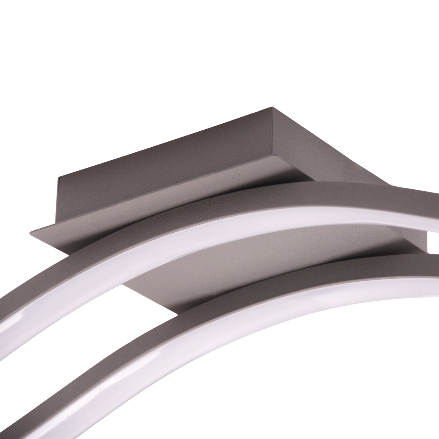 Modern Double Wavy Strip Flush LED Powered Ceiling Light Fitting in Grey Sand Image 4