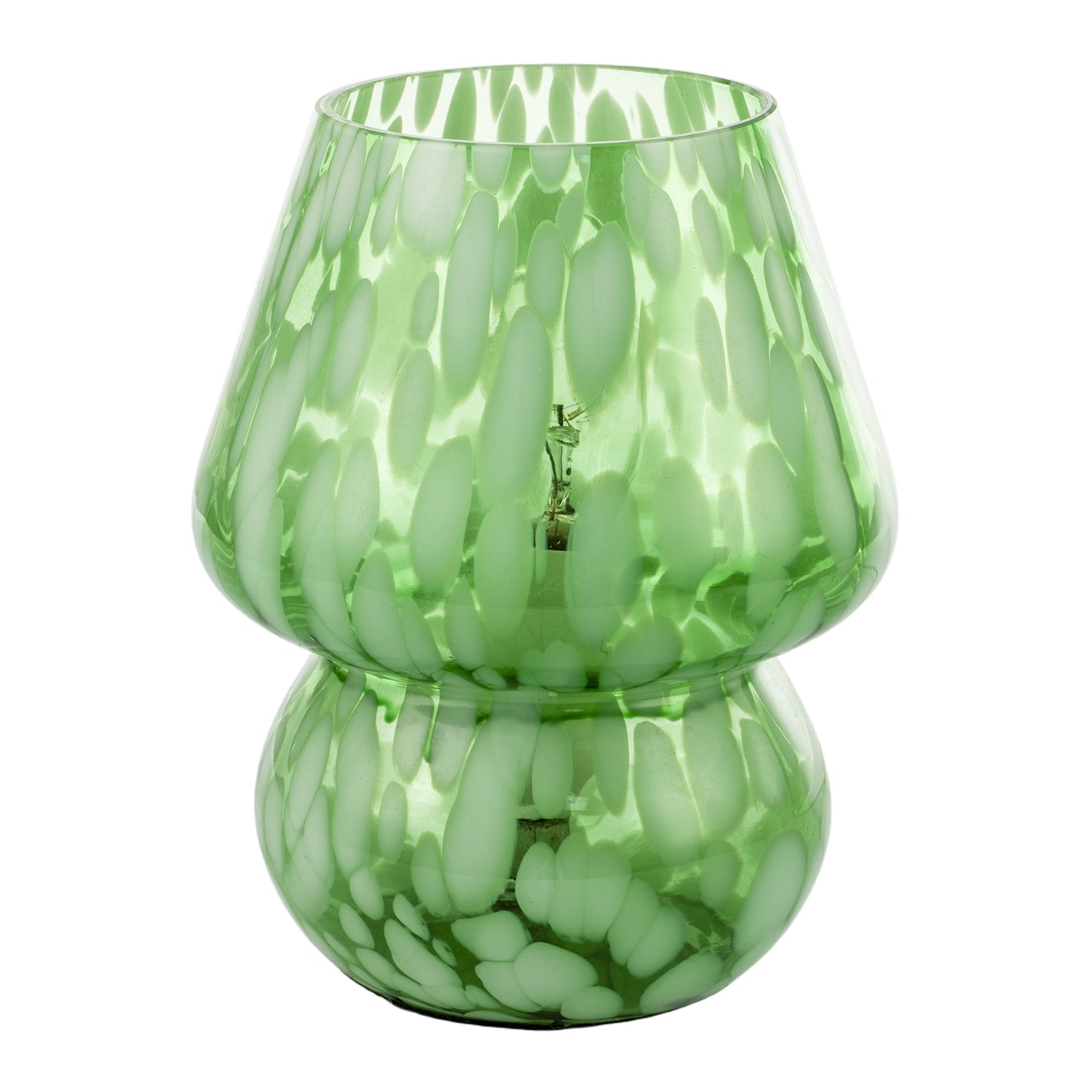 Eye Catching Artisan Style Emerald Green Mottled Glass Table Lamp Image 1