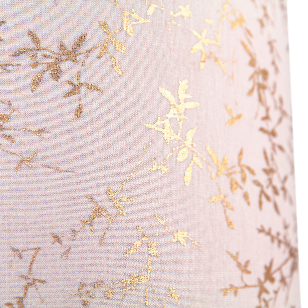 Modern Soft Pink Cotton Fabric 10" Lamp Shade with Gold Foil Floral Decoration Image 4