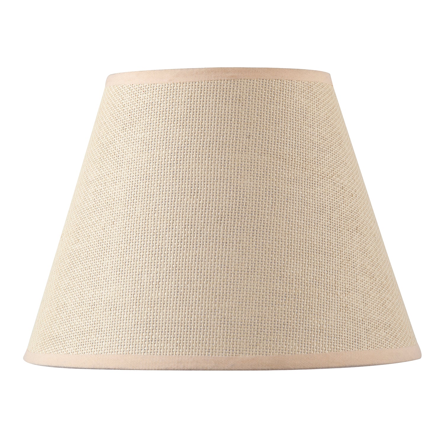 Traditional Rattan Tweed Lamp Shade with Pale Pink Cotton Fabric Trims Image 4