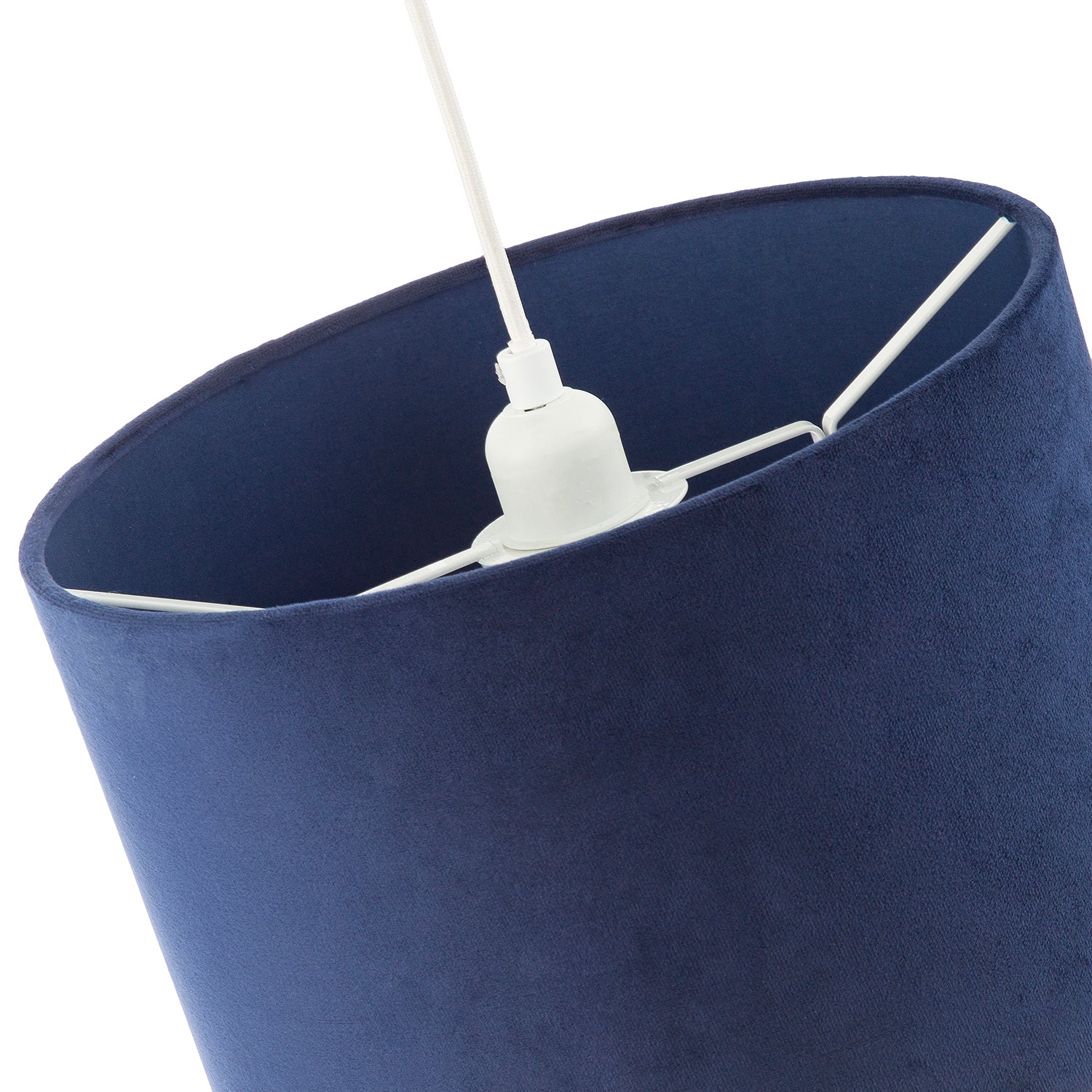 Soft Velvet Midnight Blue Fabric Round Lamp Shade for Table or Pendant Image 5