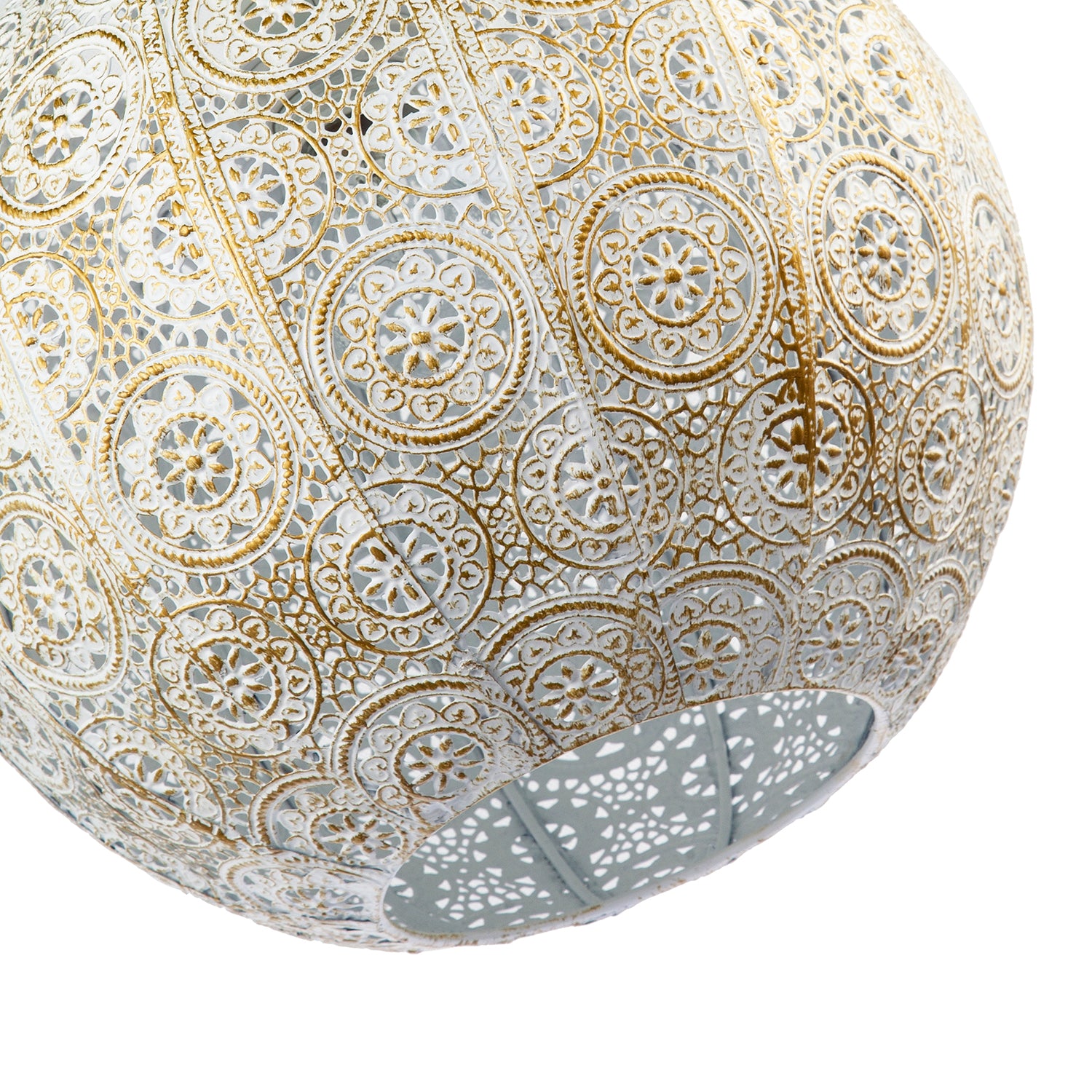 Spherical Vintage Moroccan Pendant Lamp Shade in Brushed Cream Gold Image 5
