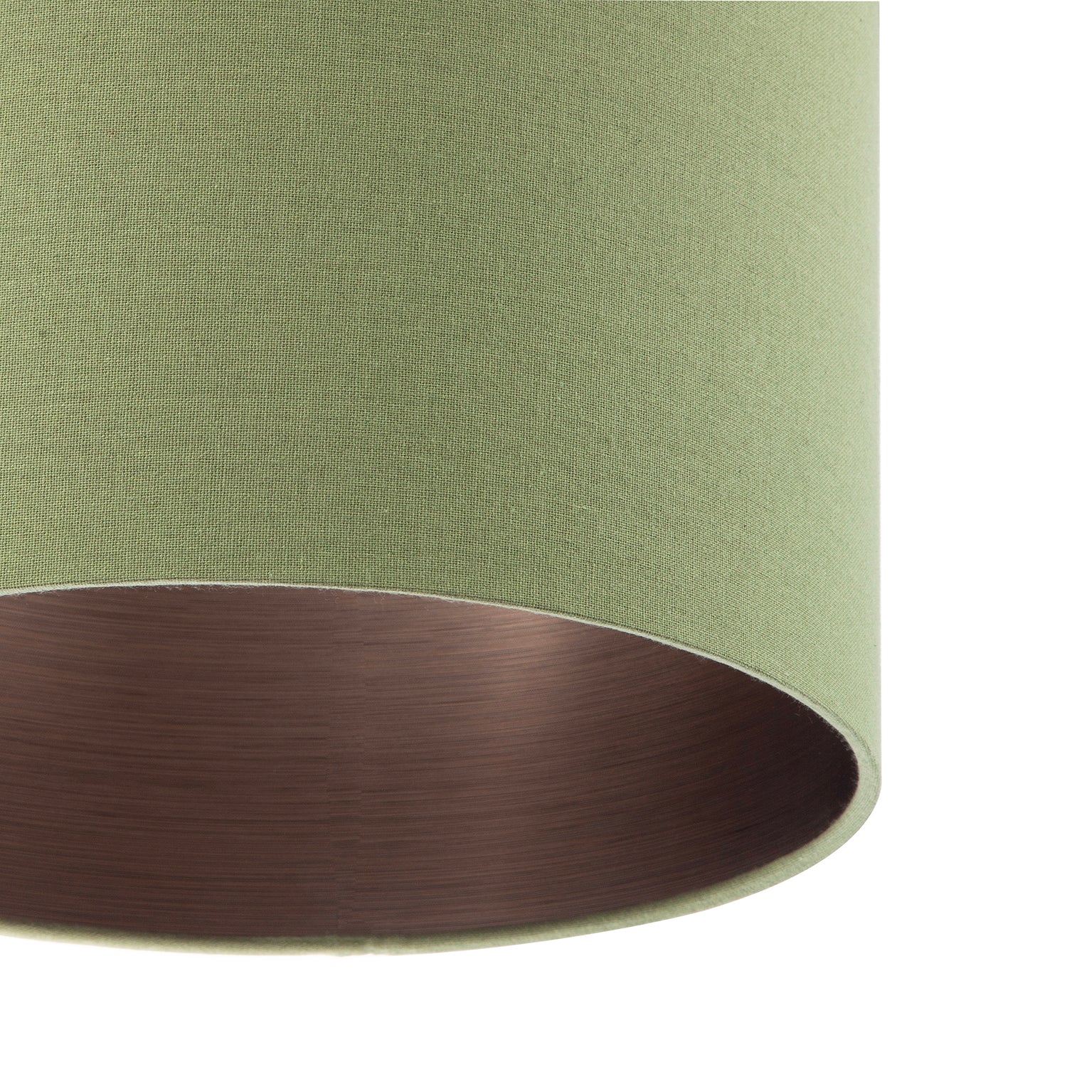 Sleek Olive Green Lamp Shade in Linen Fabric with Bronze Resin Inner Image 5