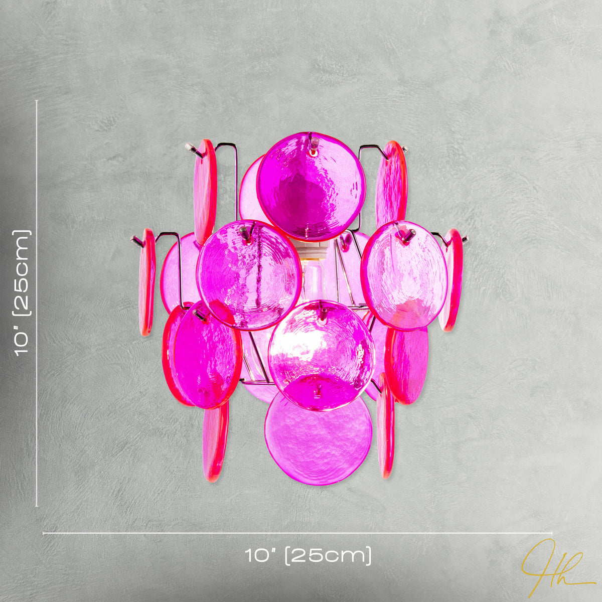 Modern Pendant Ceiling Light Shade with Layered Hot Pink Glass Discs Image 7
