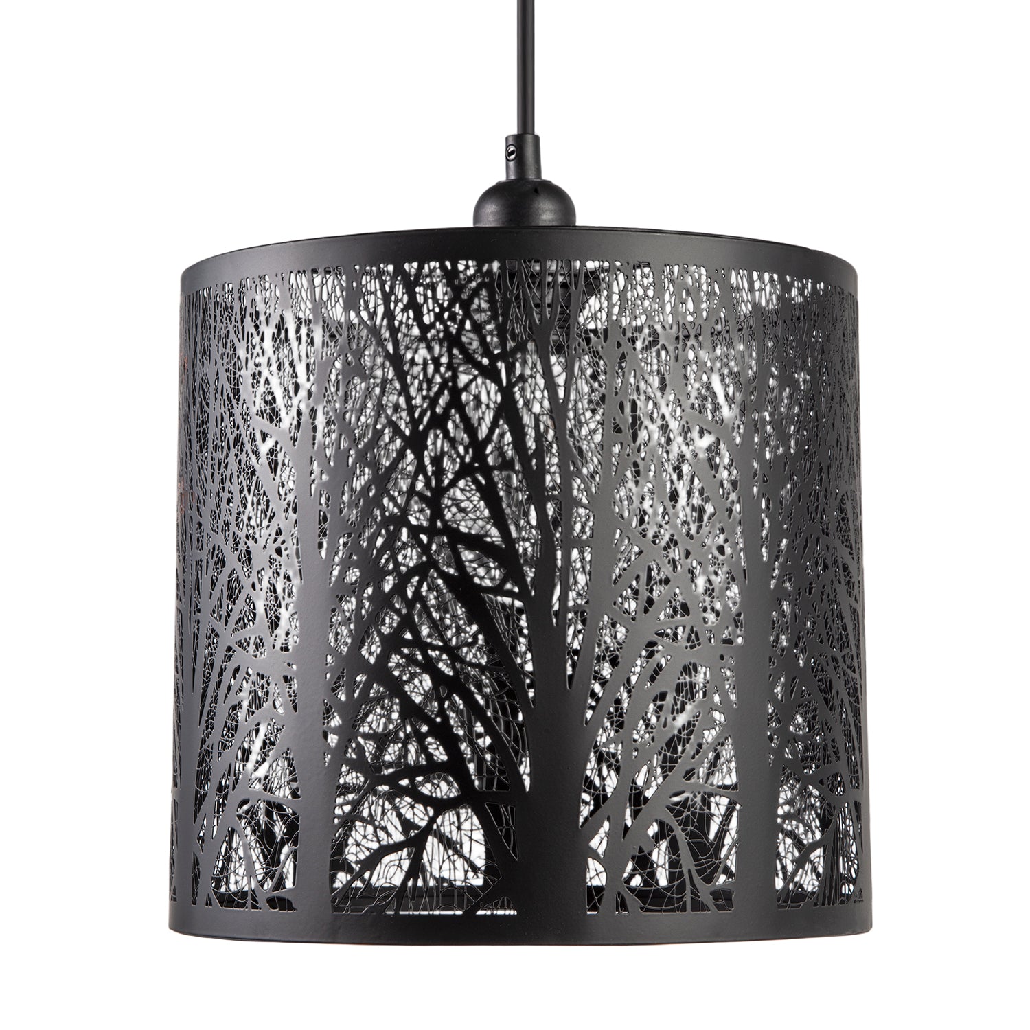 Unique and Beautiful Matte Black Metal Forest Design Pendant Shade Image 4