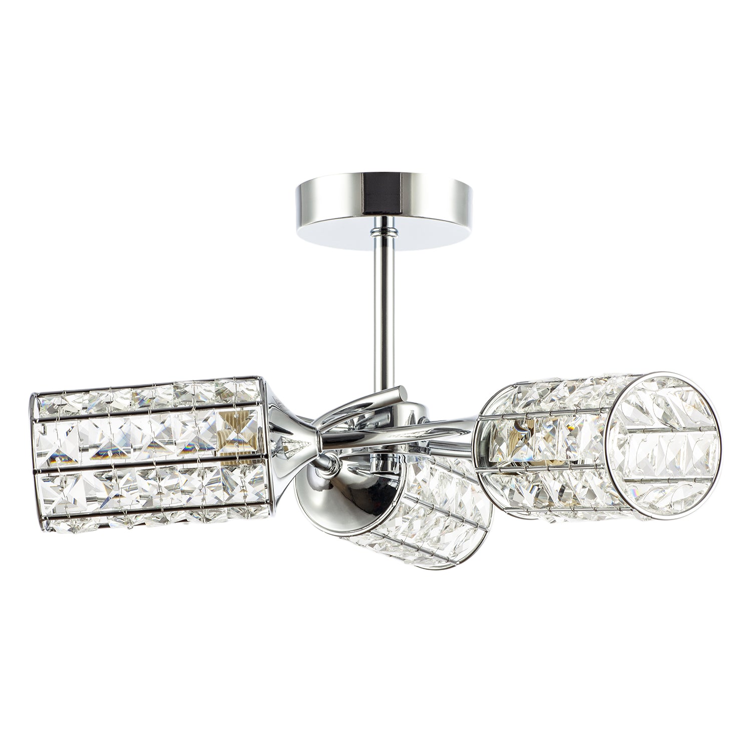 Modern Chrome Ceiling Light with Cylindrical Acrylic Beaded Shades Image 5