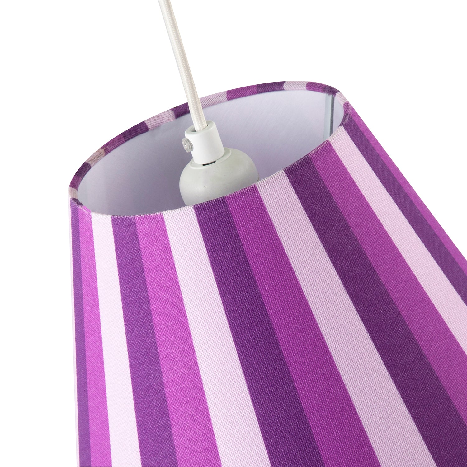 Multi Purple Tone Striped Linen Coolie Lamp Shade with Cotton Inner Image 3