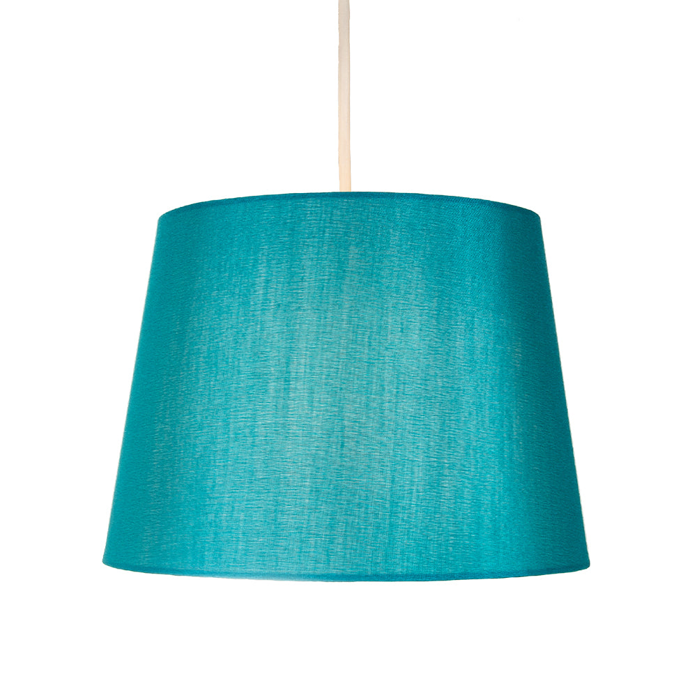 Traditionally Designed Small 8" Drum Lamp Shade in Unique Teal Faux Silk Fabric Image 2