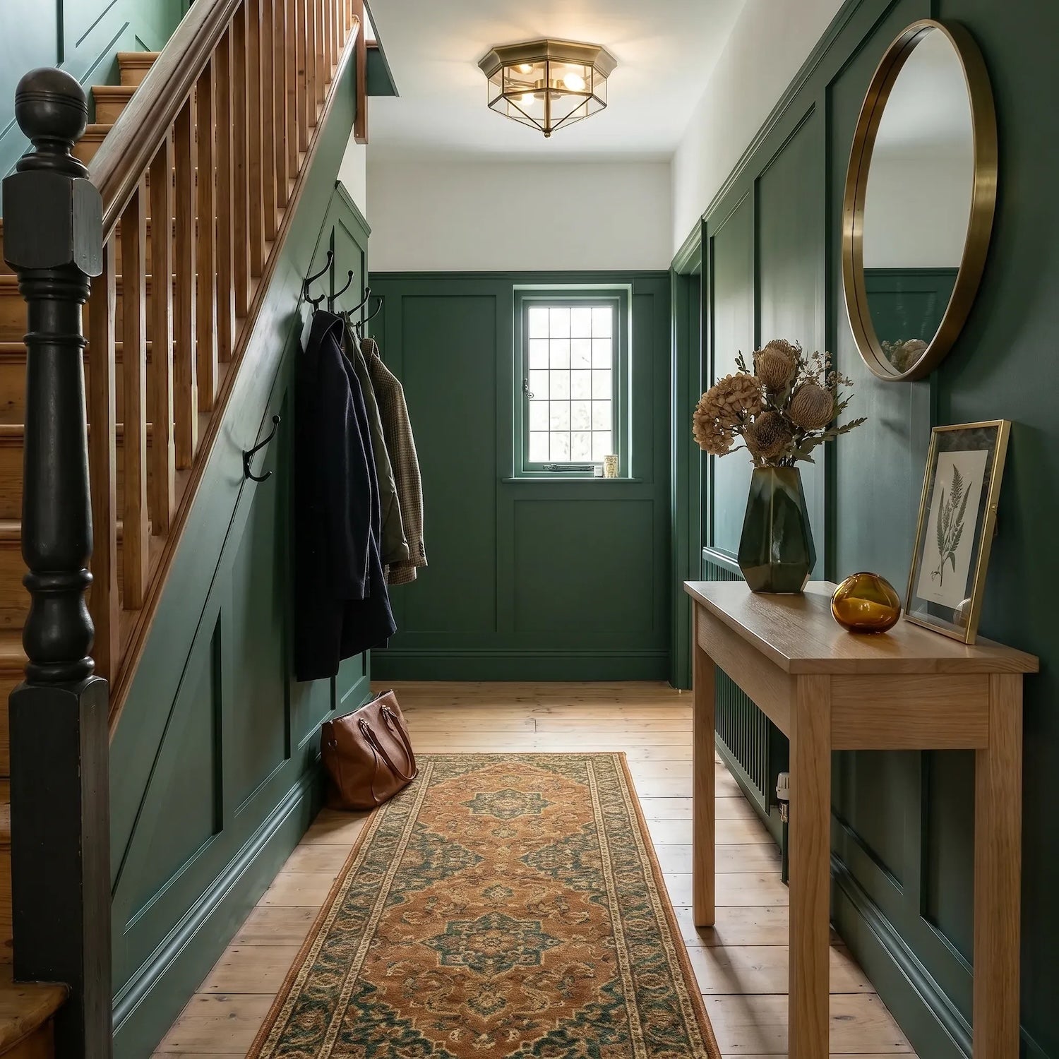 Classic Flush Ceiling Light in Antique Brass with Clear Glass Panels Image 6