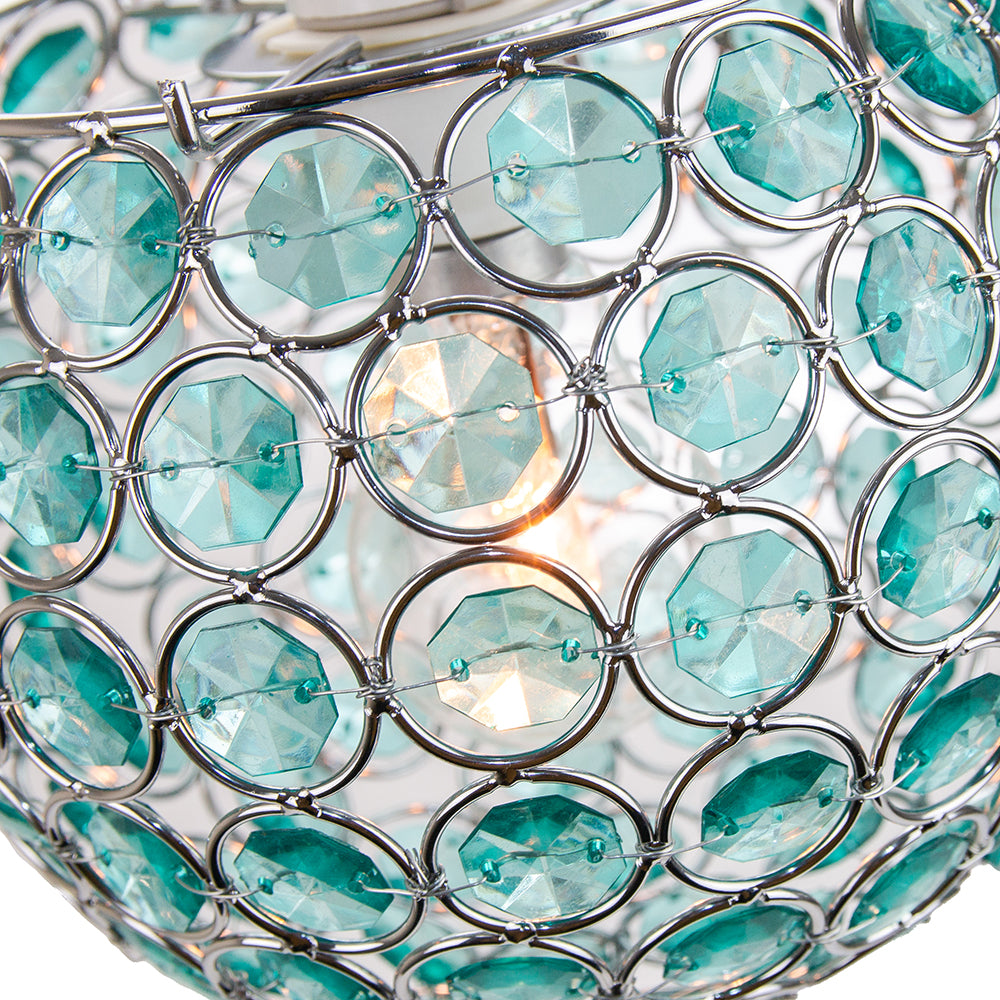 Modern Round Globe Easy Fit Pendant Shade with Small Teal Acrylic Bead Jewels Image 3