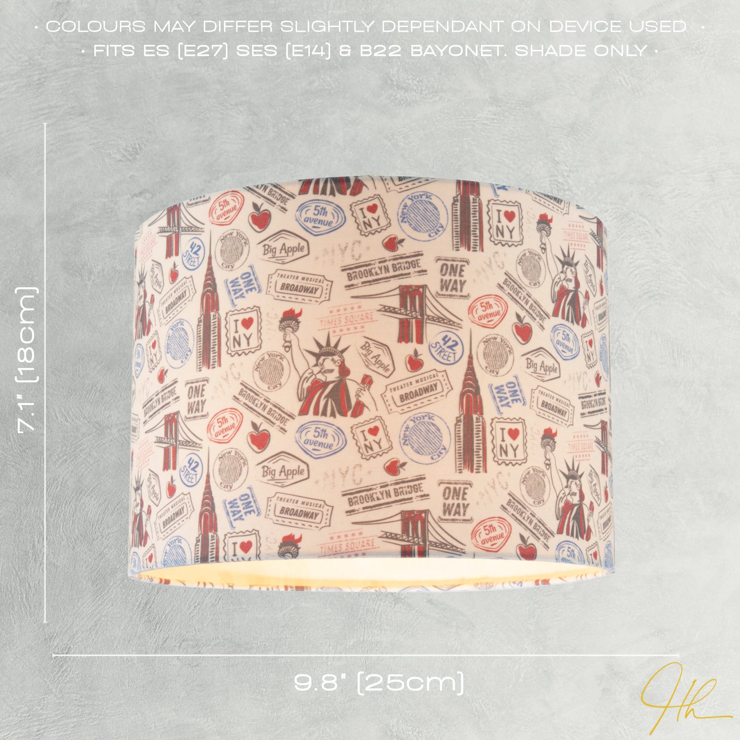New York Themed Lamp Shade with Statue of Liberty and Brooklyn Bridge Image 6
