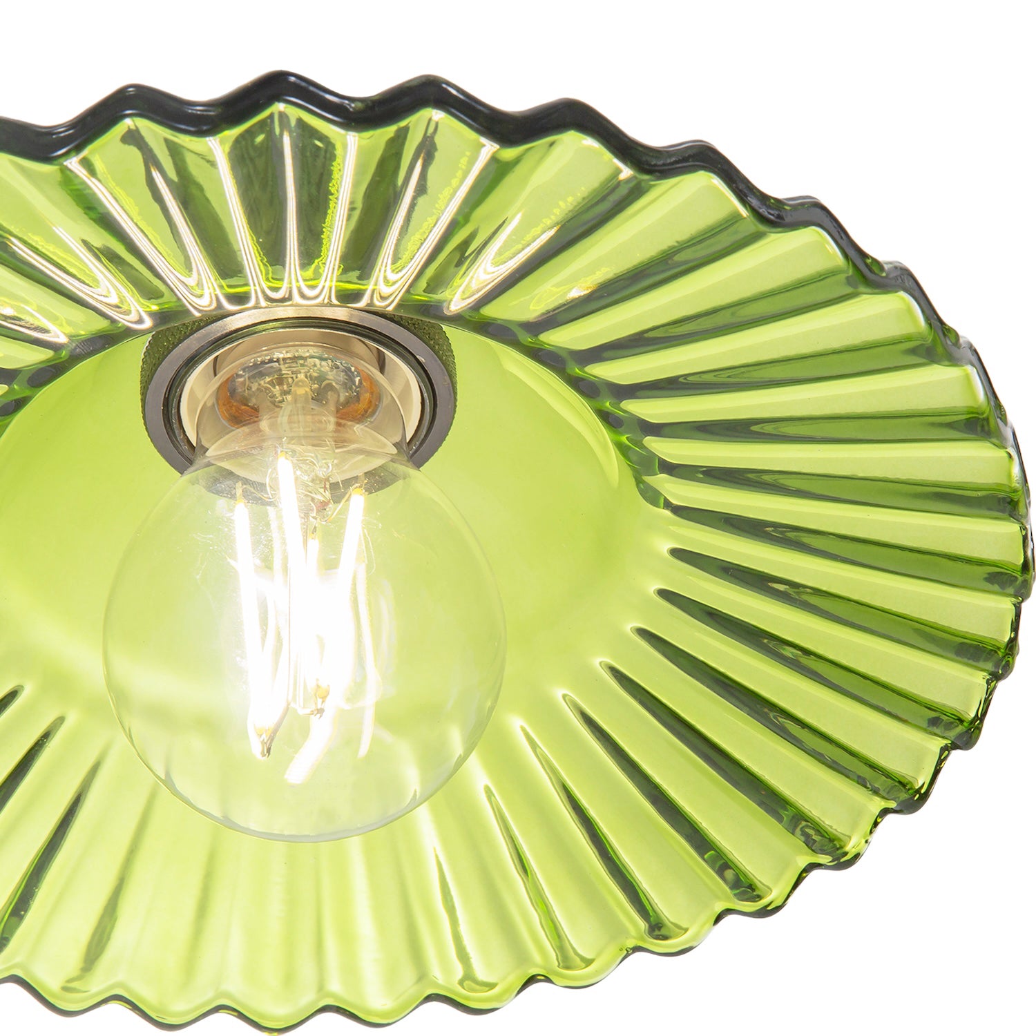 Modern Emerald Green Glass Pendant Light Shade with Rippled Design Image 5