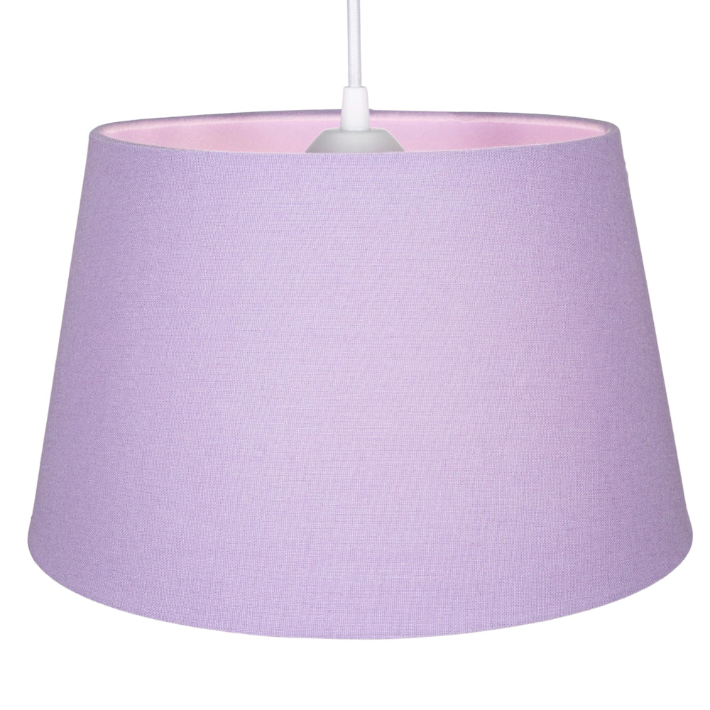 Traditional 30cm Soft Lilac Linen Fabric Drum Table/Pendant Shade 60w Maximum Image 2