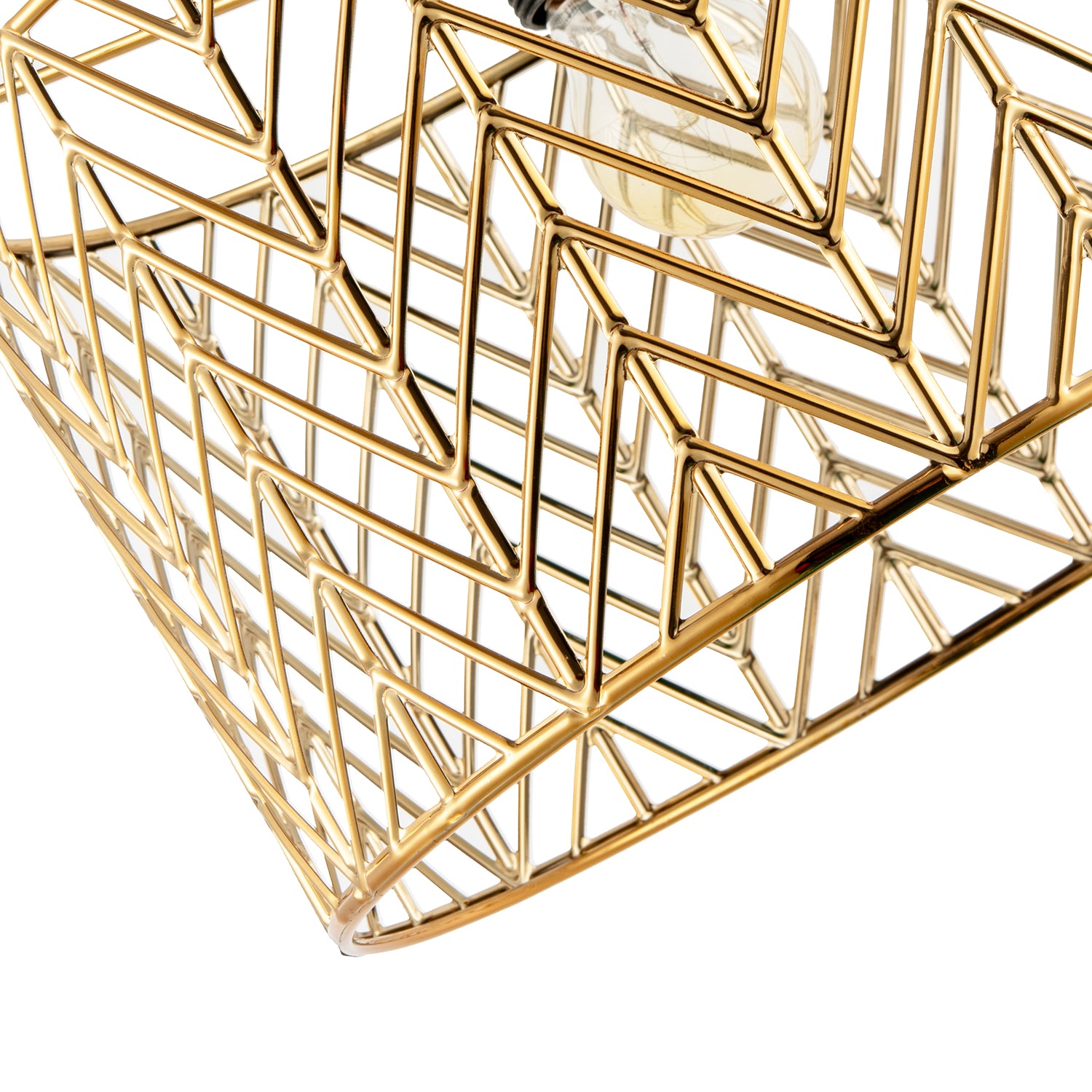 Art Deco Zig Zag Design Pendant Light Shade in Polished Gold Plating Image 5