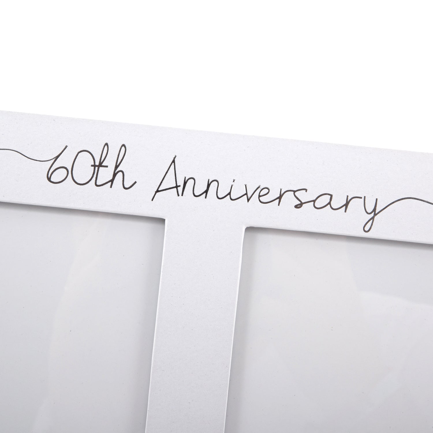 Beautiful Double Picture Frame for 60th Wedding Anniversary - Silver Foil Text Image 3