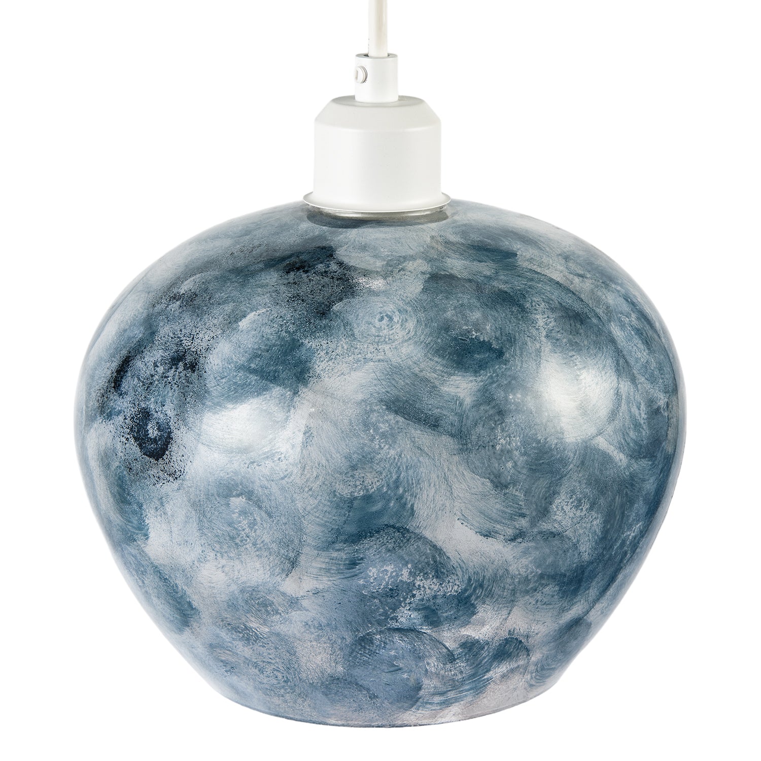 Chic Steel Blue and Silver Glass Pendant Shade with Swirl Brush Style Image 3