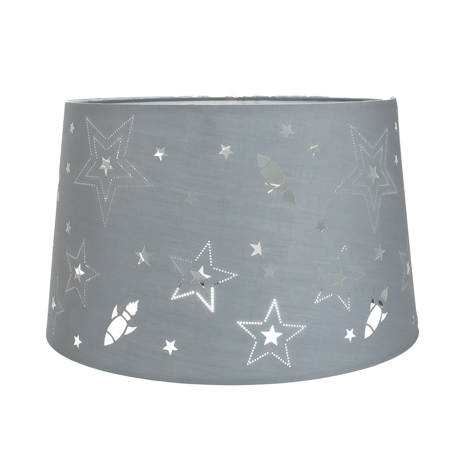 Rockets and Stars Childrens/Kids Grey Cotton 25cm Bedroom Pendant or Lamp Shade Image 2