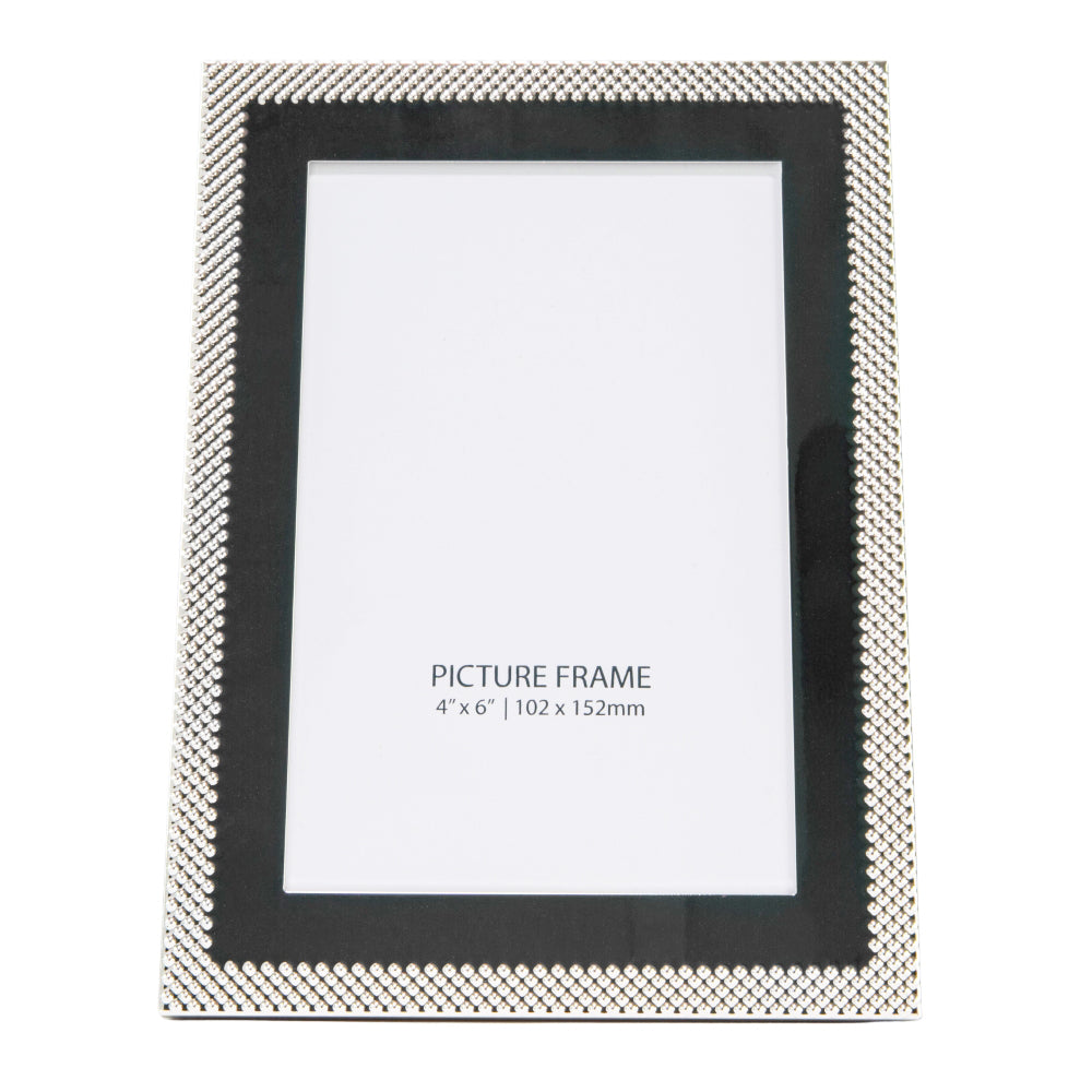 Designer Shiny Silver Plated Steel Metal 4x6 Picture Frame with Dotted Border Image 2