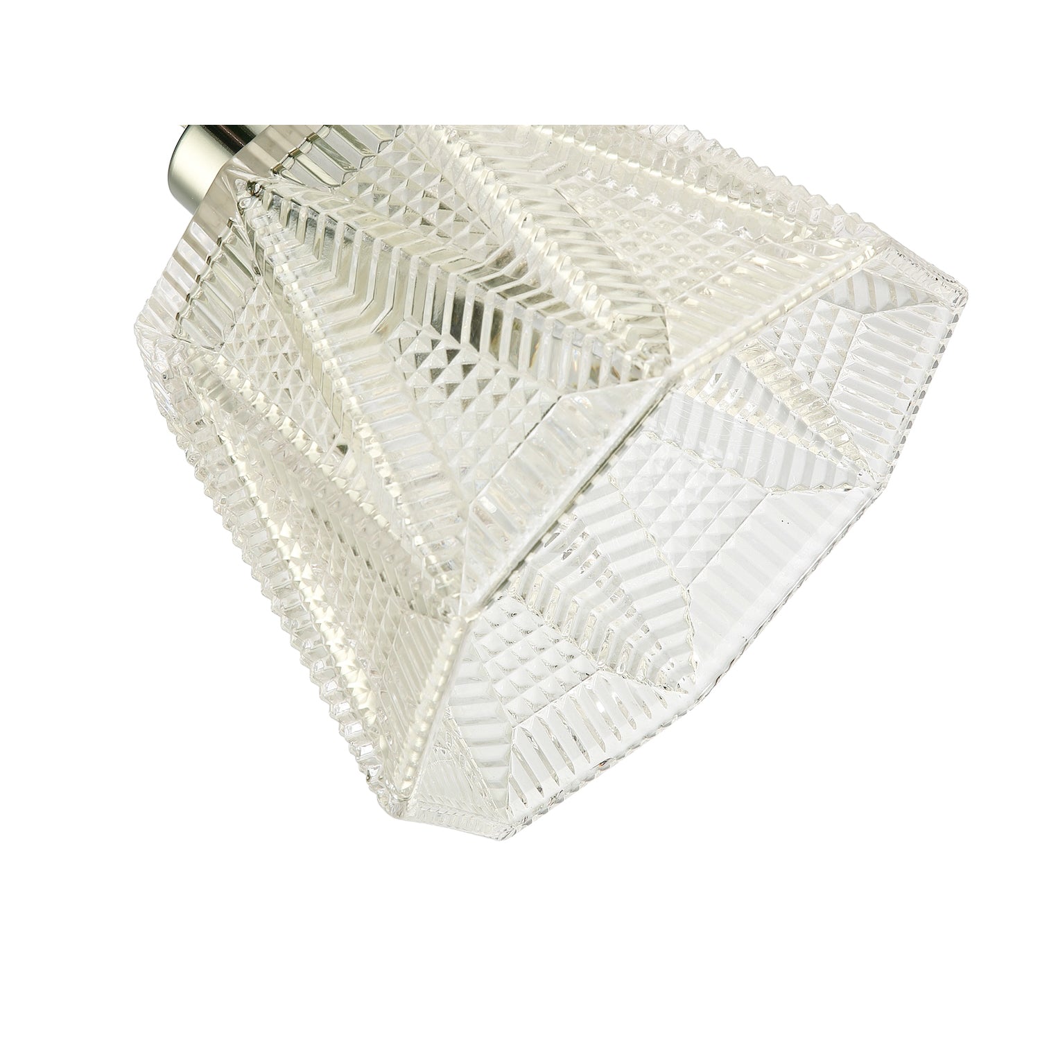 Traditional Thick Clear Glass Hexagonal Pendant Lamp Shade with Diamond Shapes Image 4