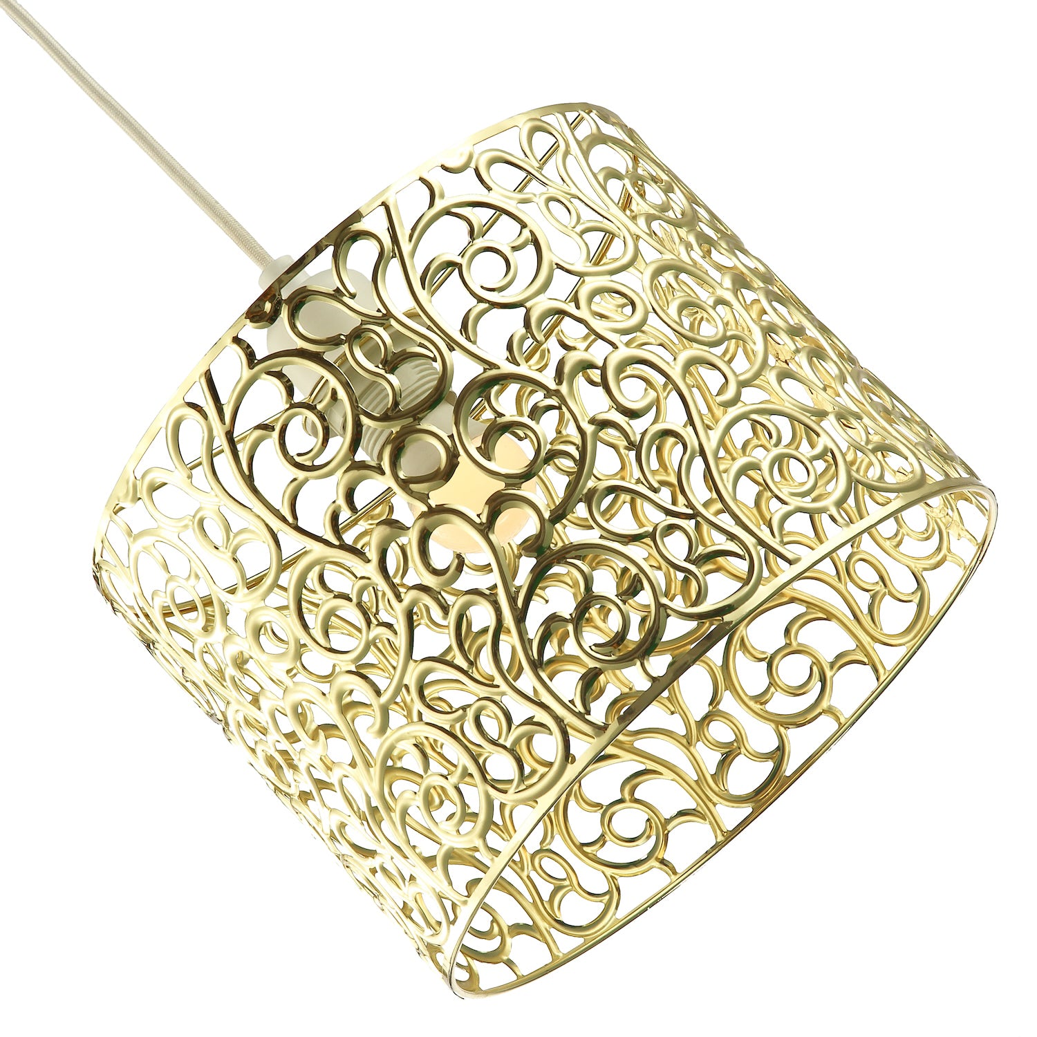 Elegant Classic Floral Polished Gold Metal Ceiling Pendant Shade 19cm x 25cm Image 4