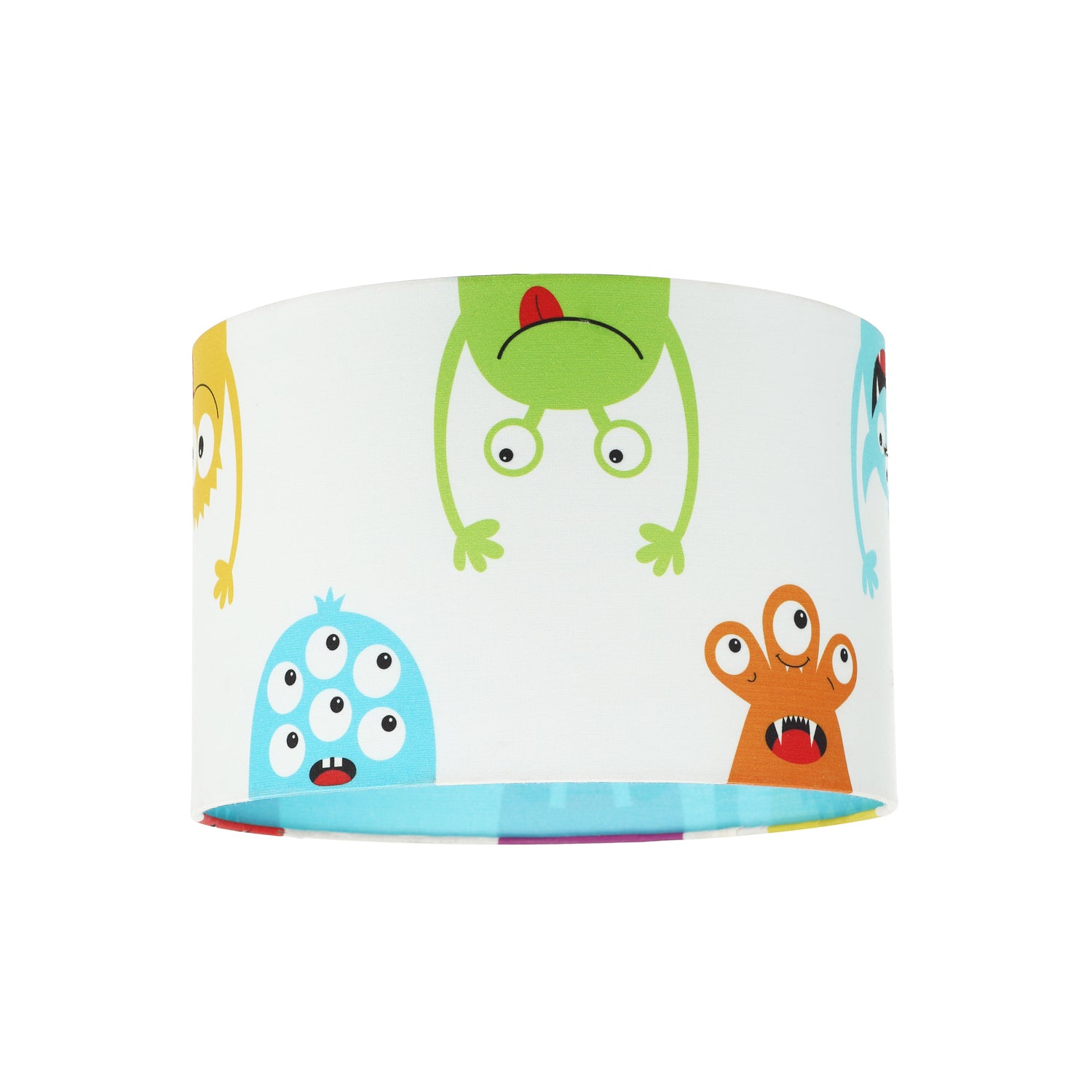 Funny Monsters Kid's Lamp Shade with Sky Blue Inner and Multi Colour Monsters Image 1