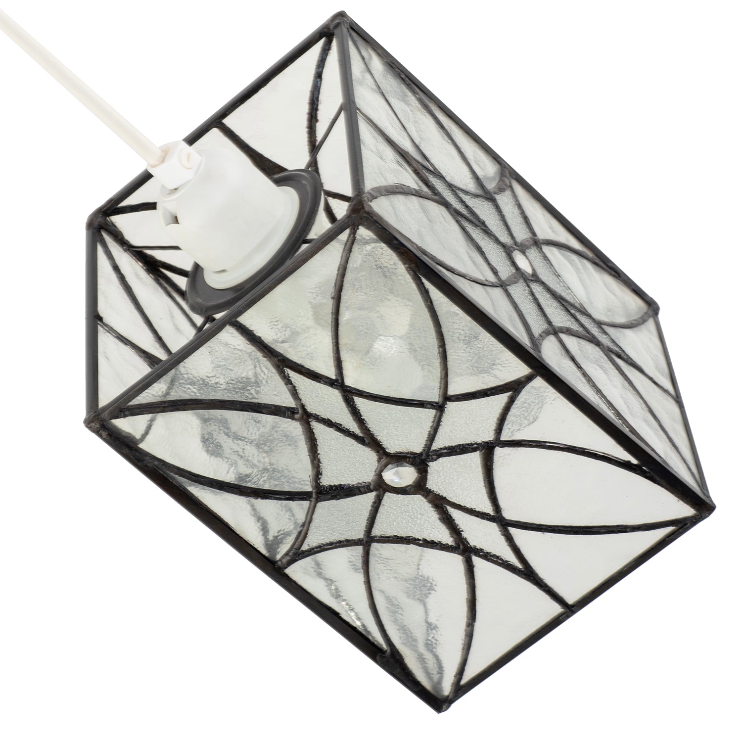 Cathedral Style Glass Pendant Light Shade with Textured Glass Panels Image 4