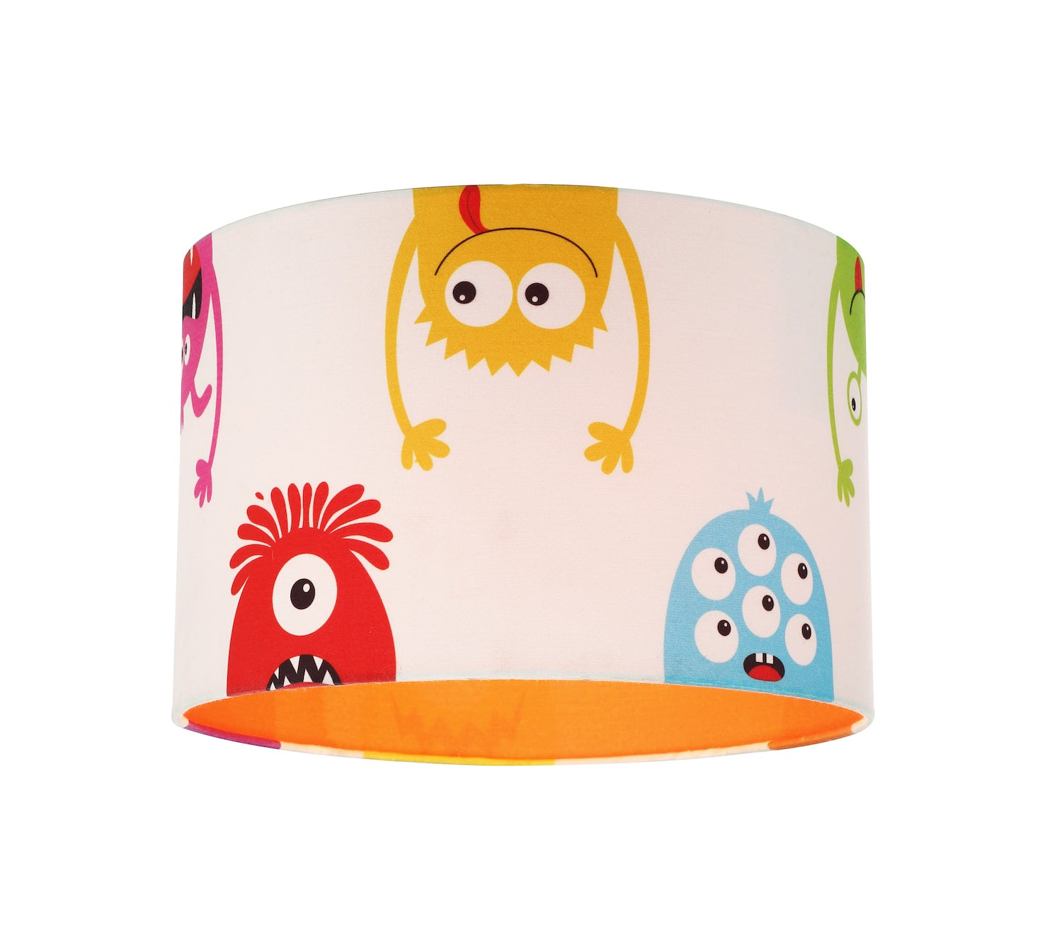 Funny Monsters Children's Lamp Shade with Orange Inner and Multi Colour Monsters Image 1