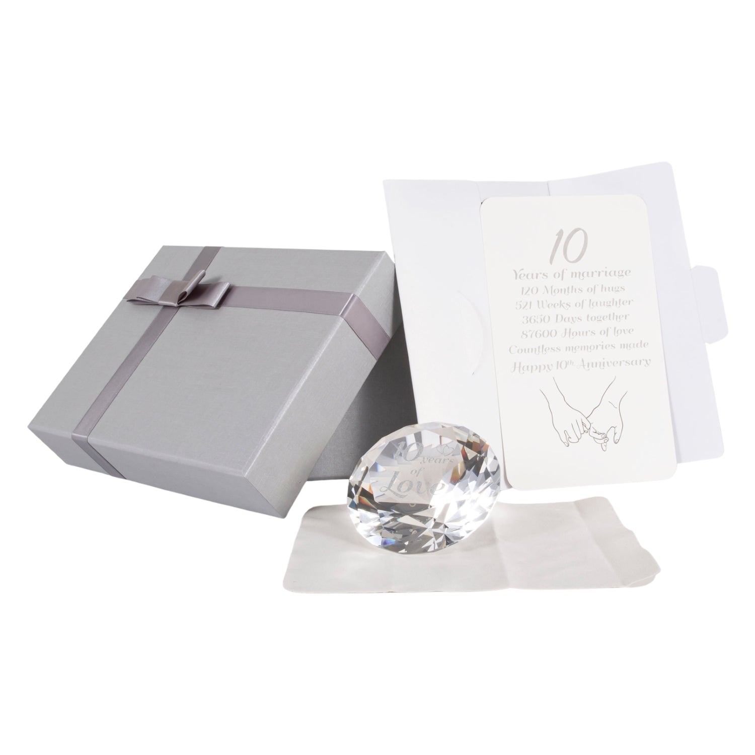 Modern Transparent K9 Crystal Glass 10th Anniversary Sentiment Ornament Gift Set Image 1