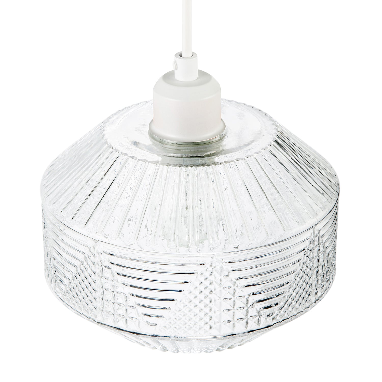 Designer Multi-Faceted Hexagonal Drum Clear Glass Pendant Light Shade Image 3