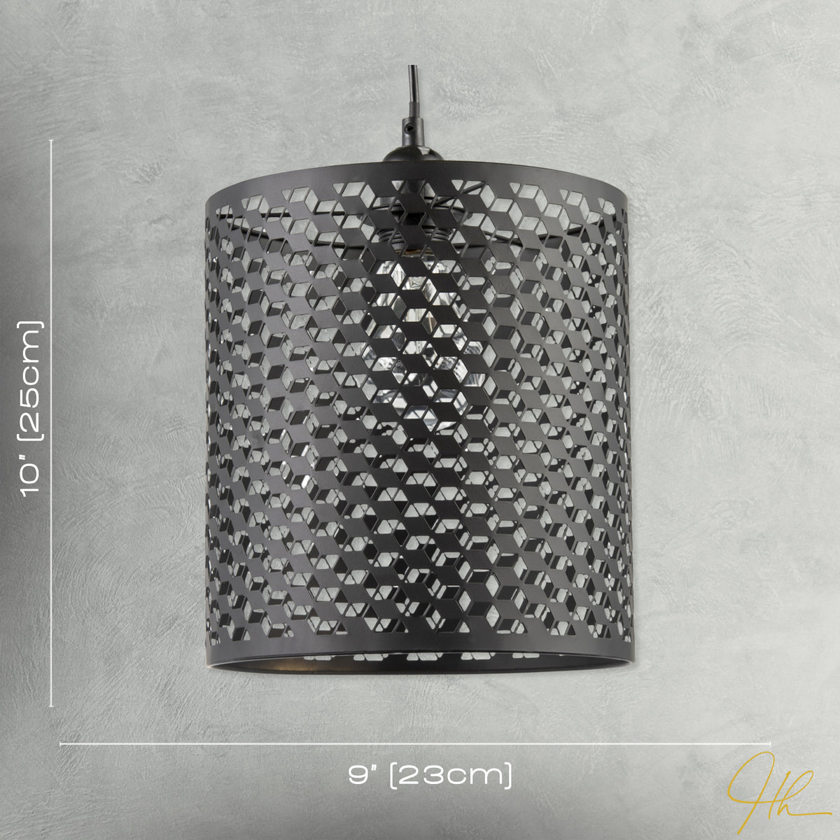 Modern Cylindrical Pendant Light Shade with Repeating Cube Design Image 7