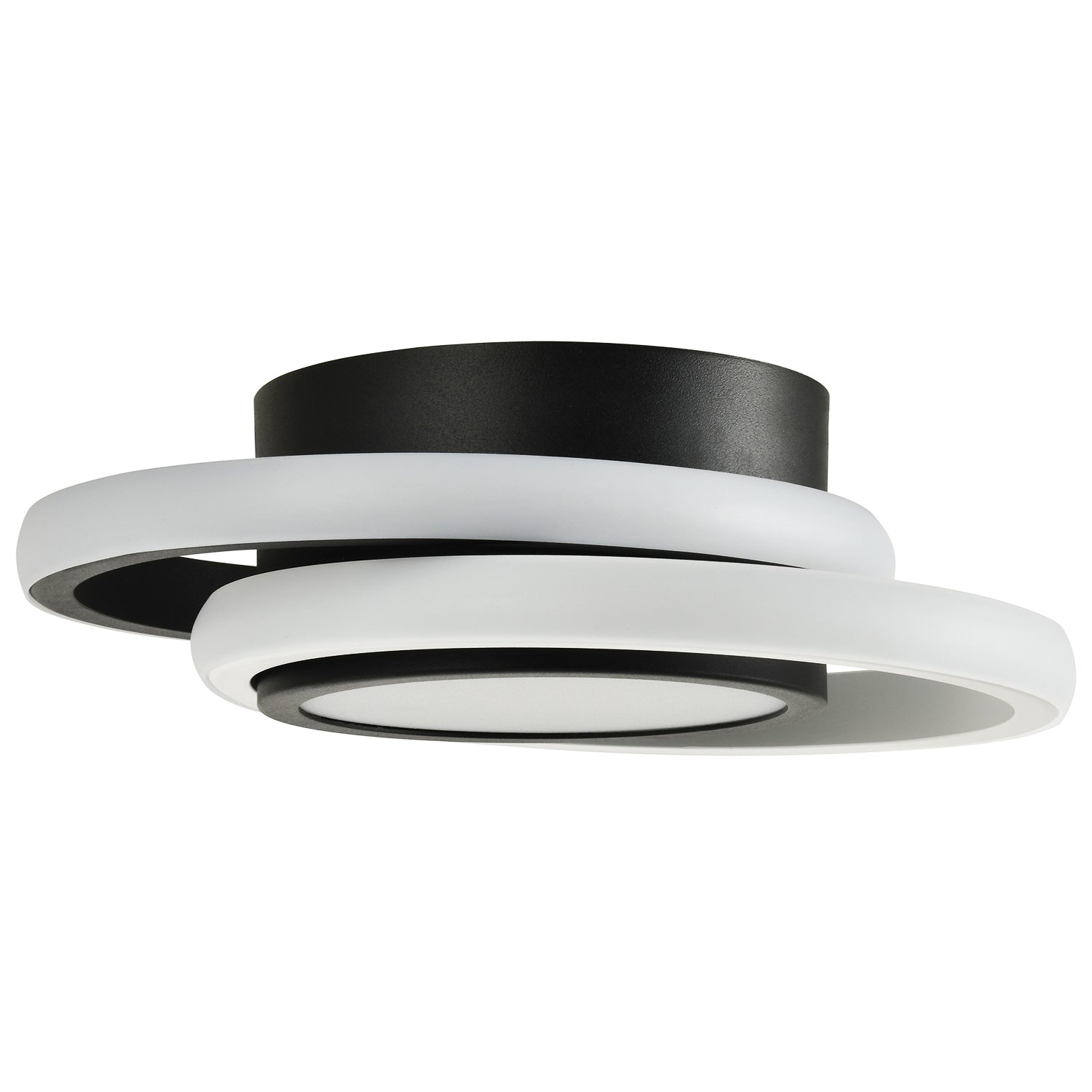 Modern LED Ceiling Light with Black and White Rings and Central Downlighter Image 3