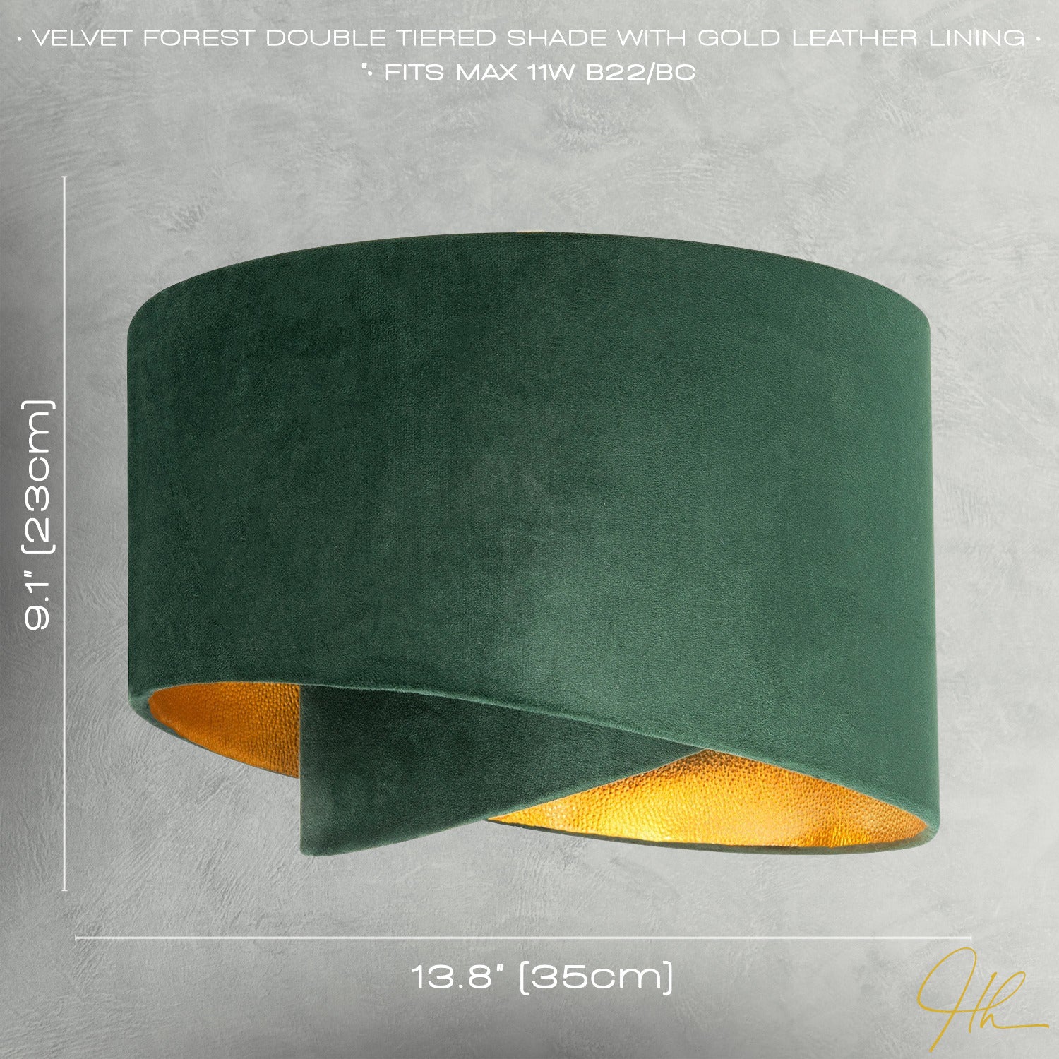 Forest Green Velvet Fabric Pendant Shade with Gold Faux Leather Lining Image 7