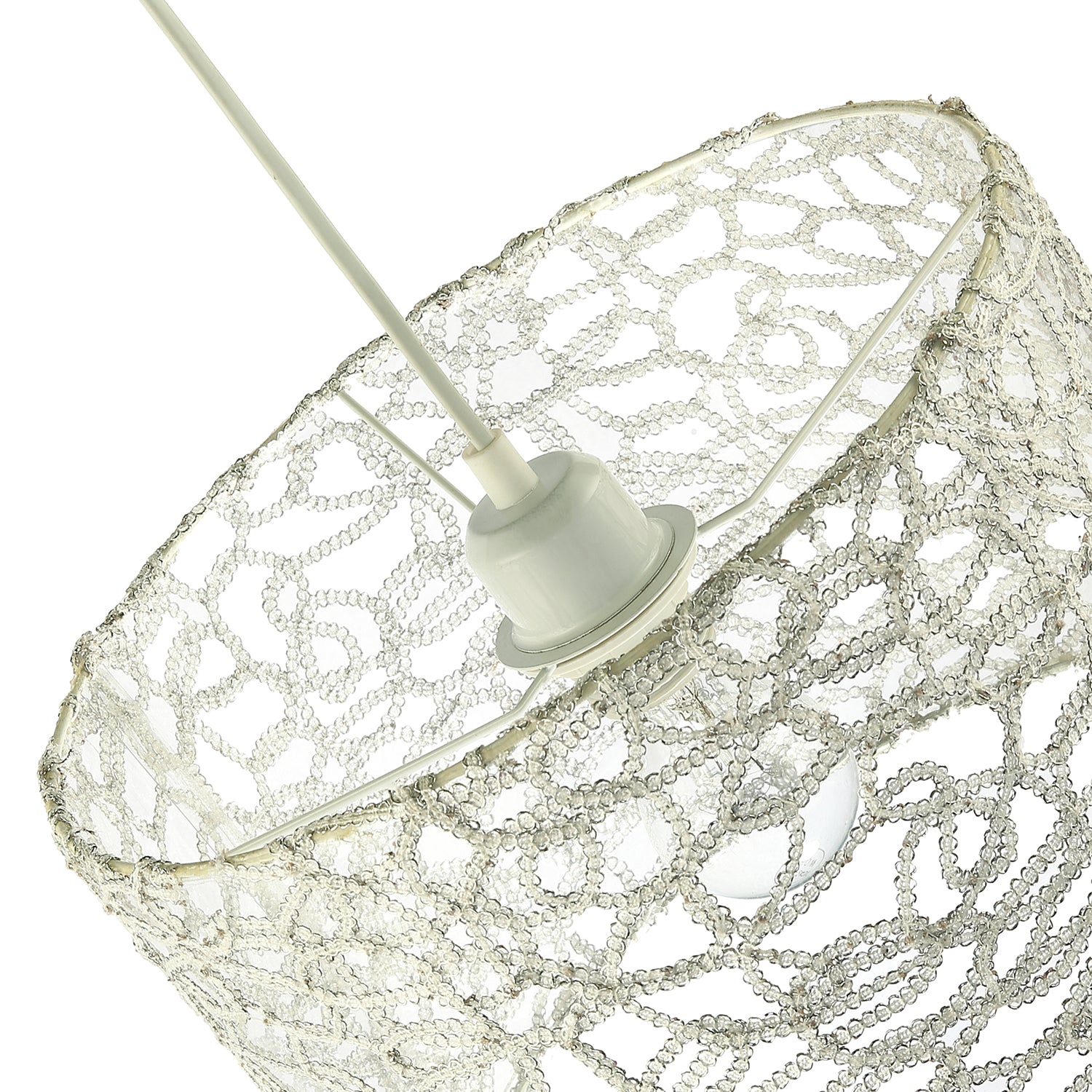 Silver Mesh Metal and Fabric Drum Lamp Shade with Inner Clear PVC Image 4
