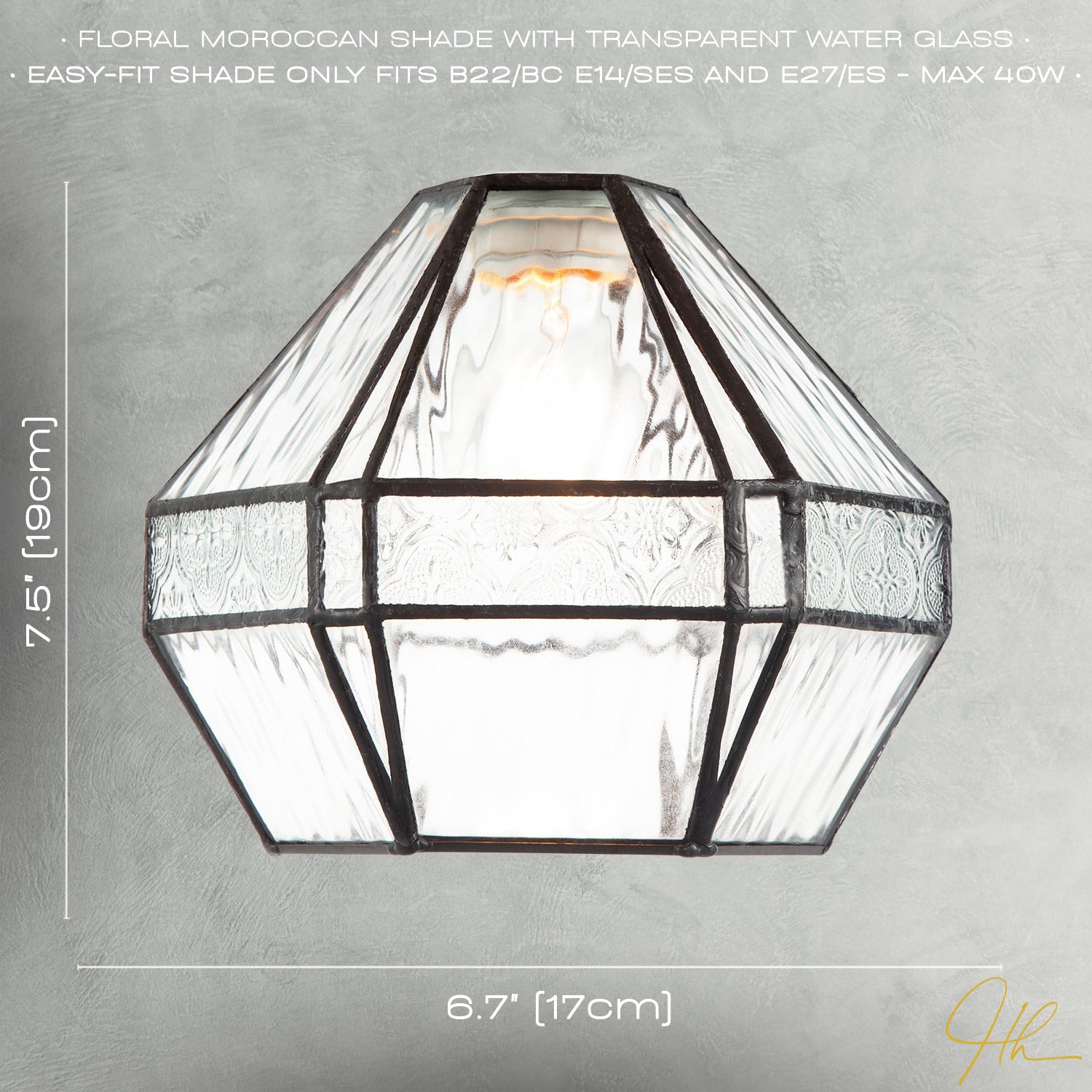 Vintage Classic Bronze Pendant Shade with Moroccan and Water Glass Image 7