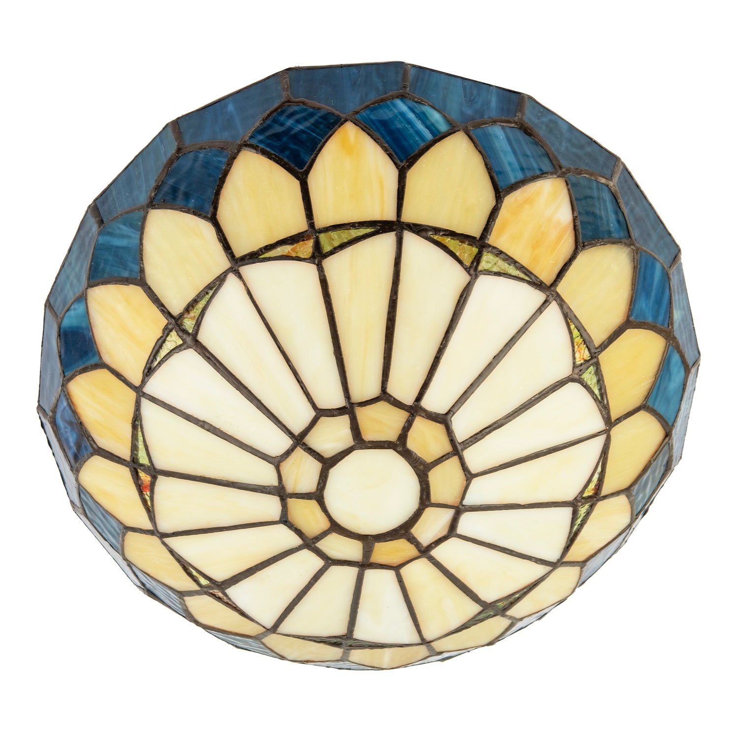 Midnight Blue Stained Glass Domed Tiffany Pendant Shade with Chains Image 5