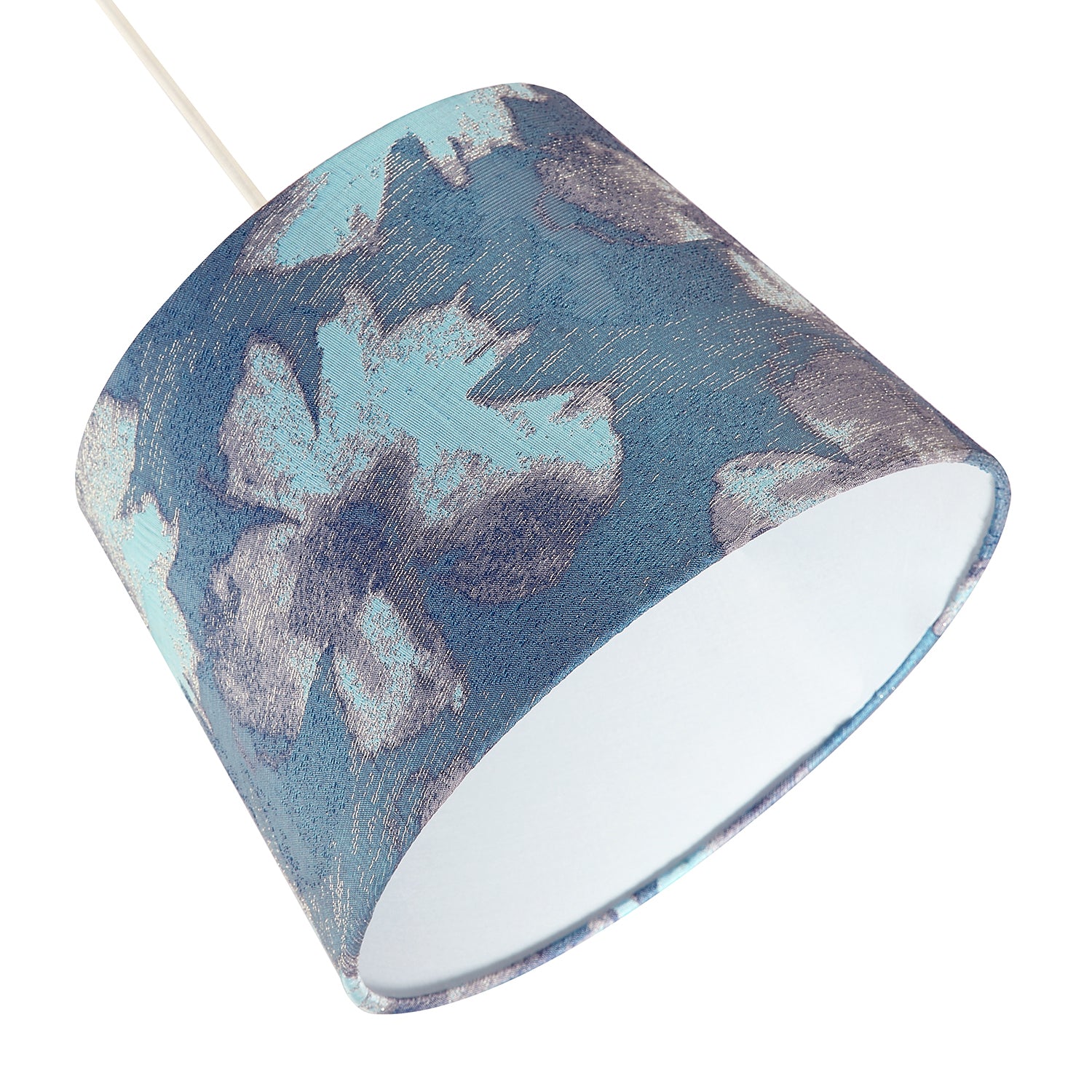 Duck Egg and Blue Floral Drum Lamp Shade with Cotton Inner Lining Image 4
