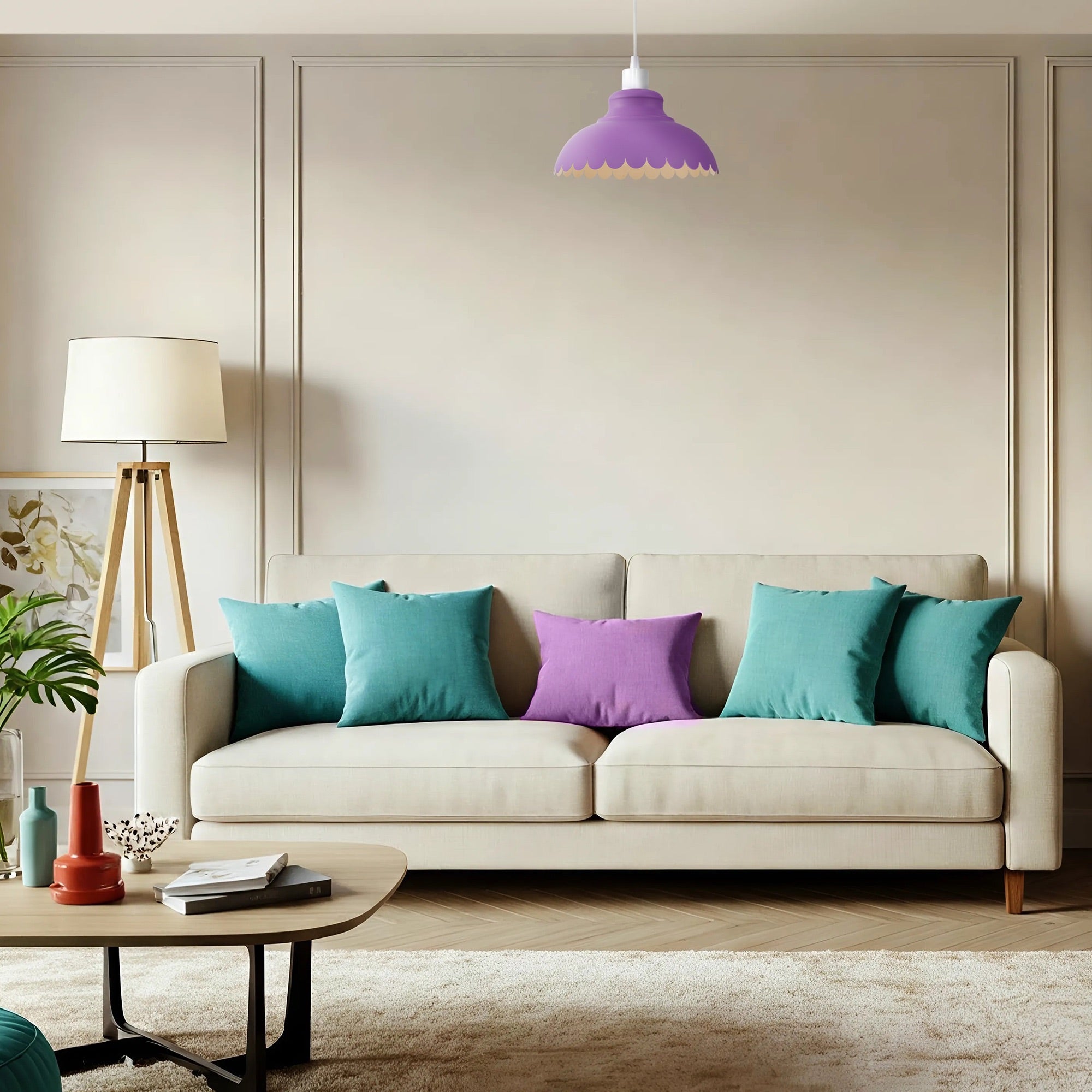 Industrial and Modern Petal Design Soft Lilac Metal Ceiling Pendant Light Shade Image 6