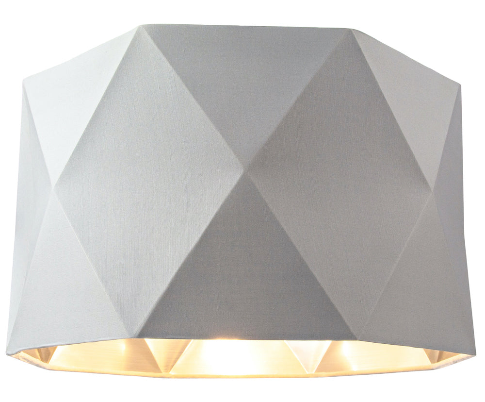 Grey Cotton 12" Geometric Shade with Inner Brushed Silver Metal Effect Lining Image 3