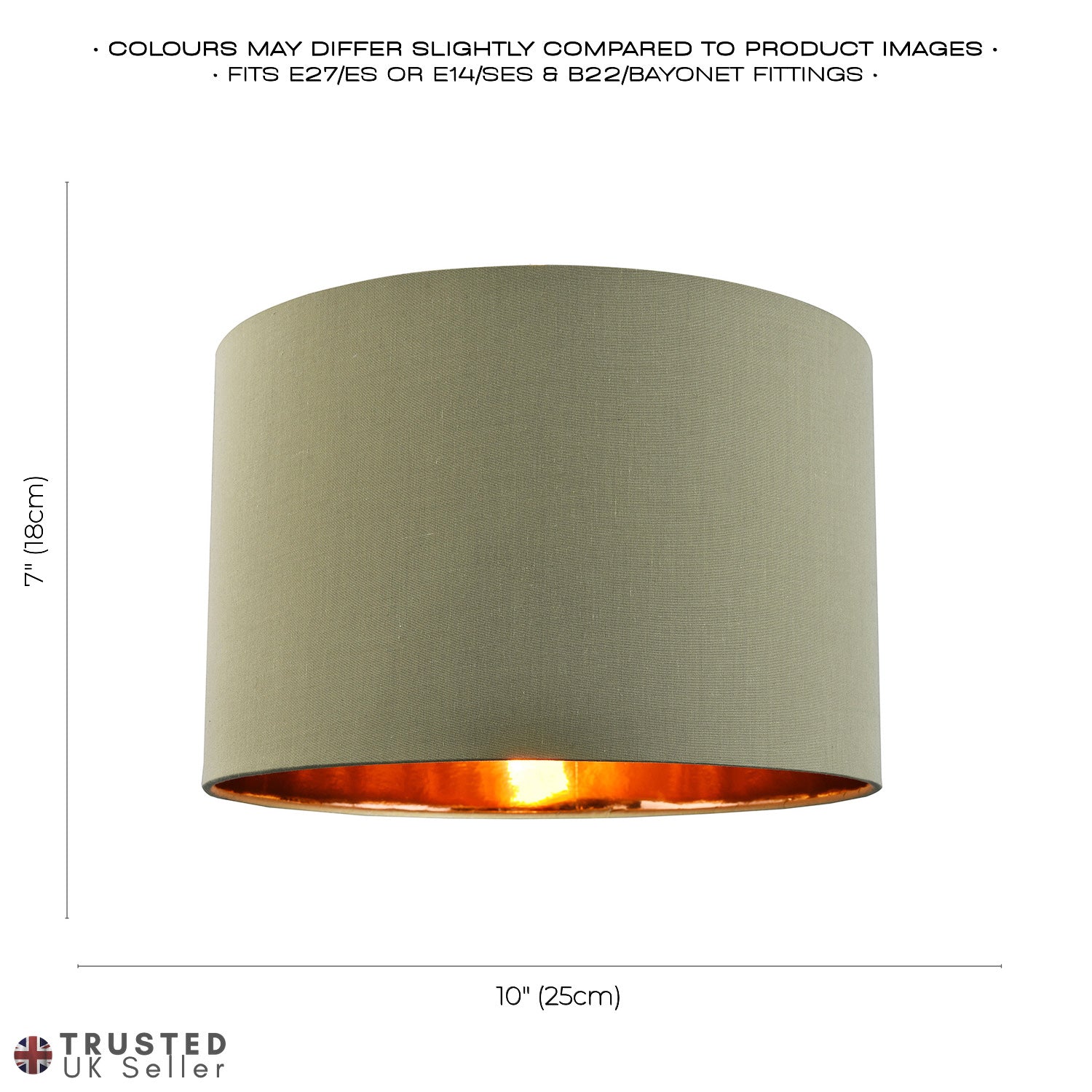 Contemporary Olive Cotton 10" Table/Pendant Lampshade with Shiny Copper Inner Image 8