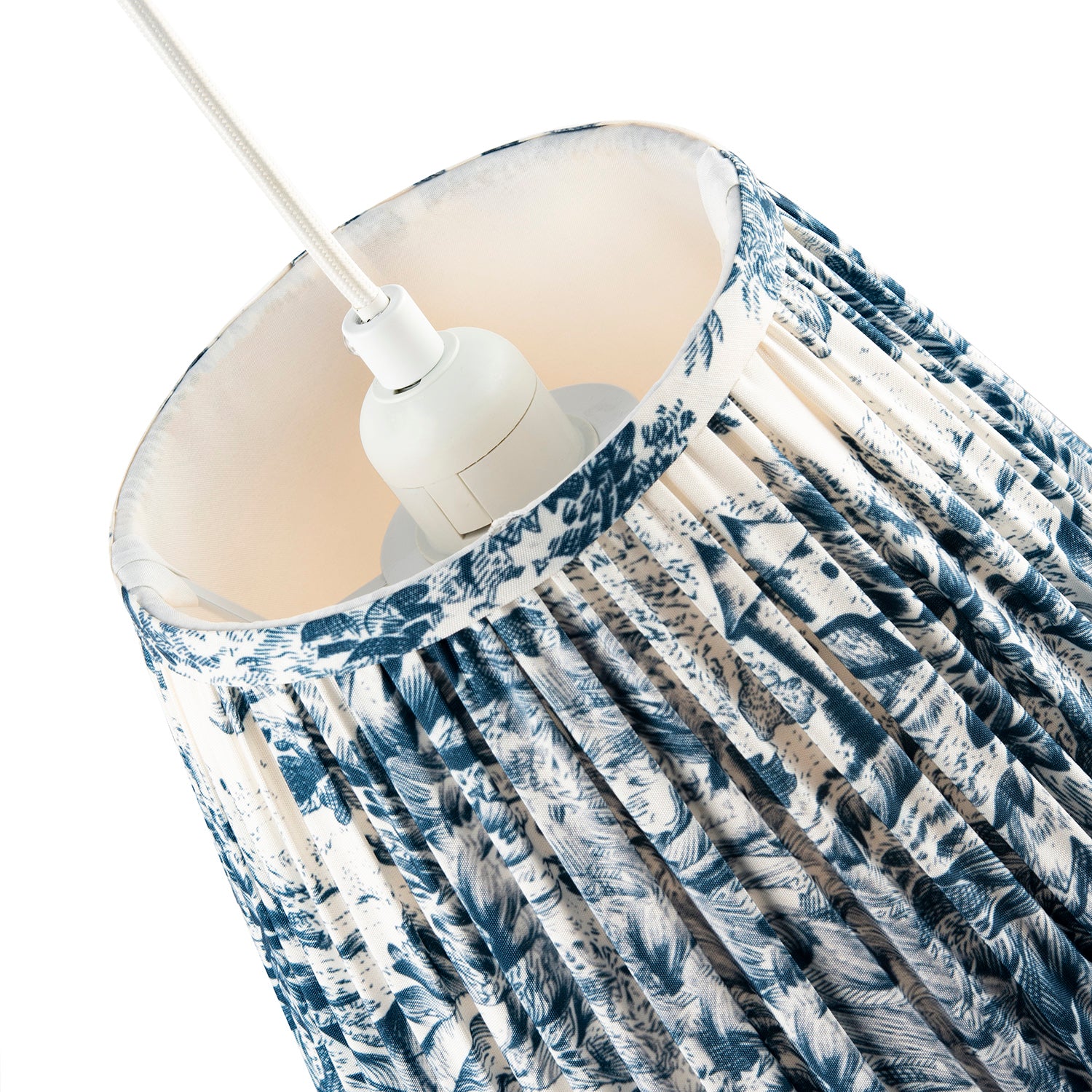 Traditional Floral Tapered Lamp Shade in Navy Midnight Blue and White Image 3