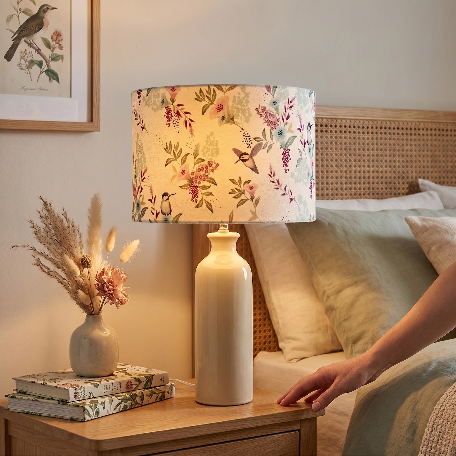 Charming Botanical Woodland-Inspired Velvet Fabric Circular Lampshade Image 6