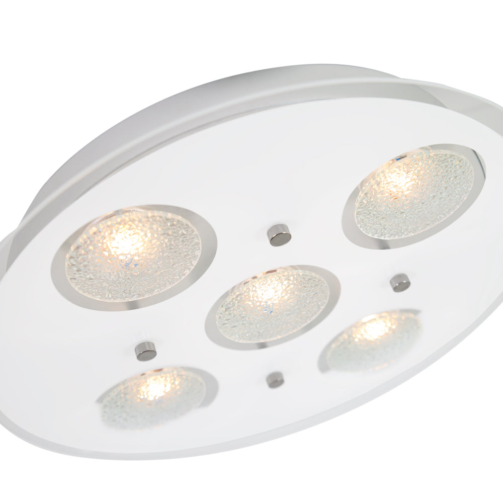 Contemporary Circular LED Bathroom Flush Ceiling Light with Clear/Frosted Glass Image 5