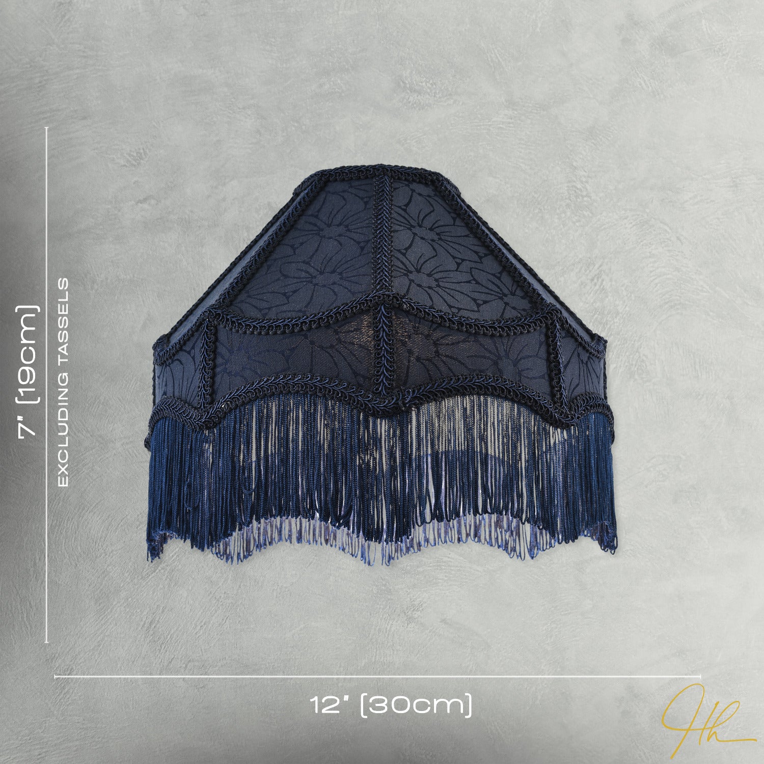 Classic Victorian Style Empire Pendant Shade in Midnight Blue Fabric Image 7