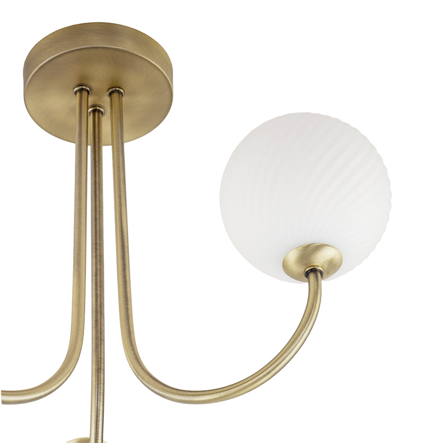 Modern Antique Brass Plated Ceiling Light Fitting with Swirl Glass Image 4