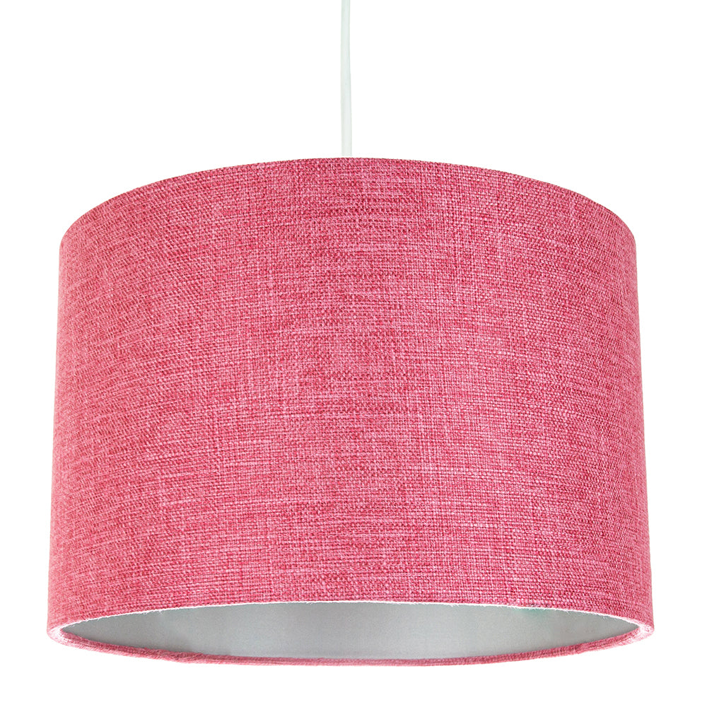 Contemporary and Sleek Pink Plain Linen Fabric Drum Lamp Shade 60w Maximum Image 2