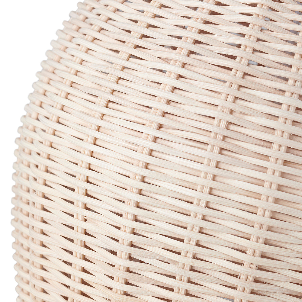 Natural Light Brown Woven Rattan Table Lamp Base with White Cable and Switch Image 2